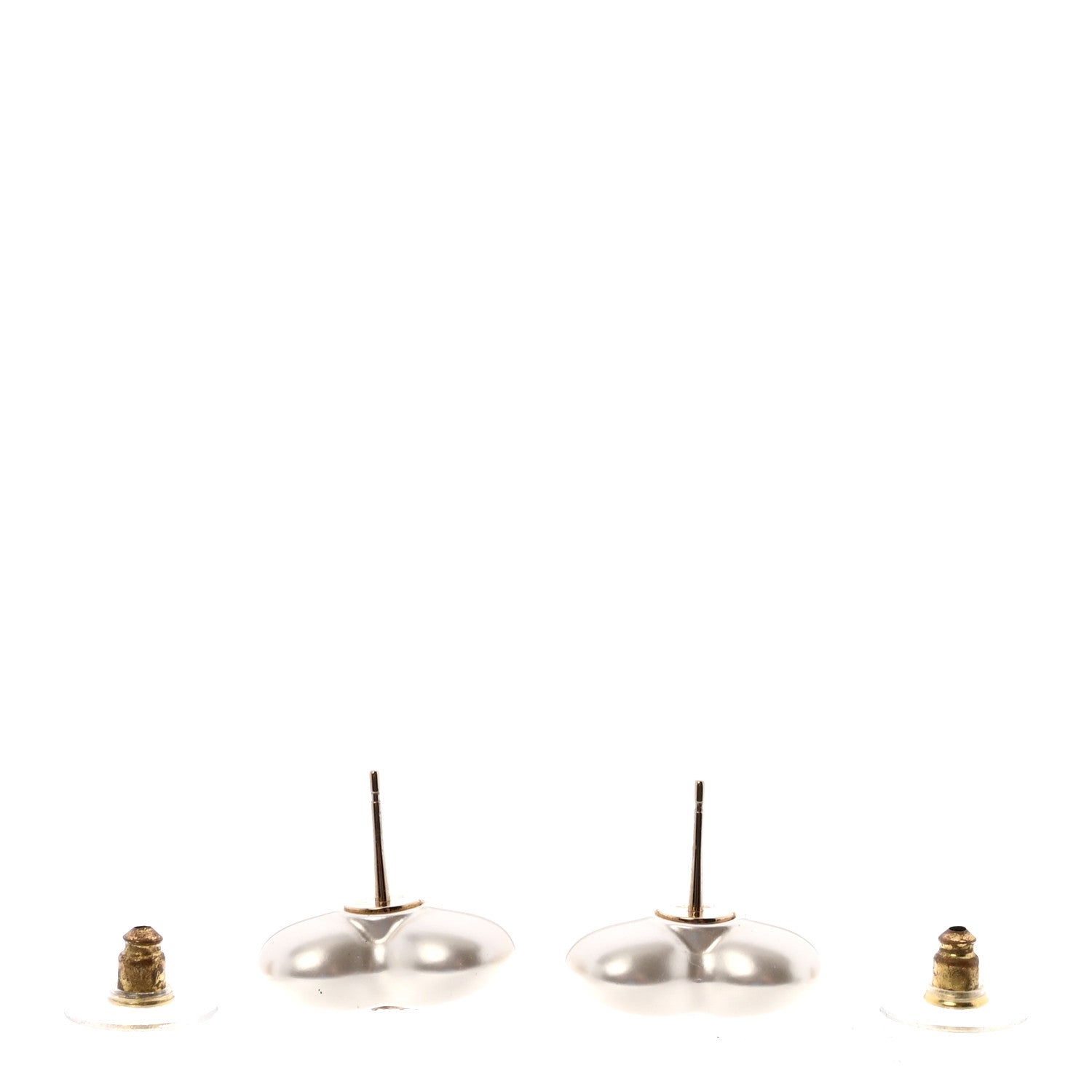 Pearl Crystal CC Heart Earrings Gold