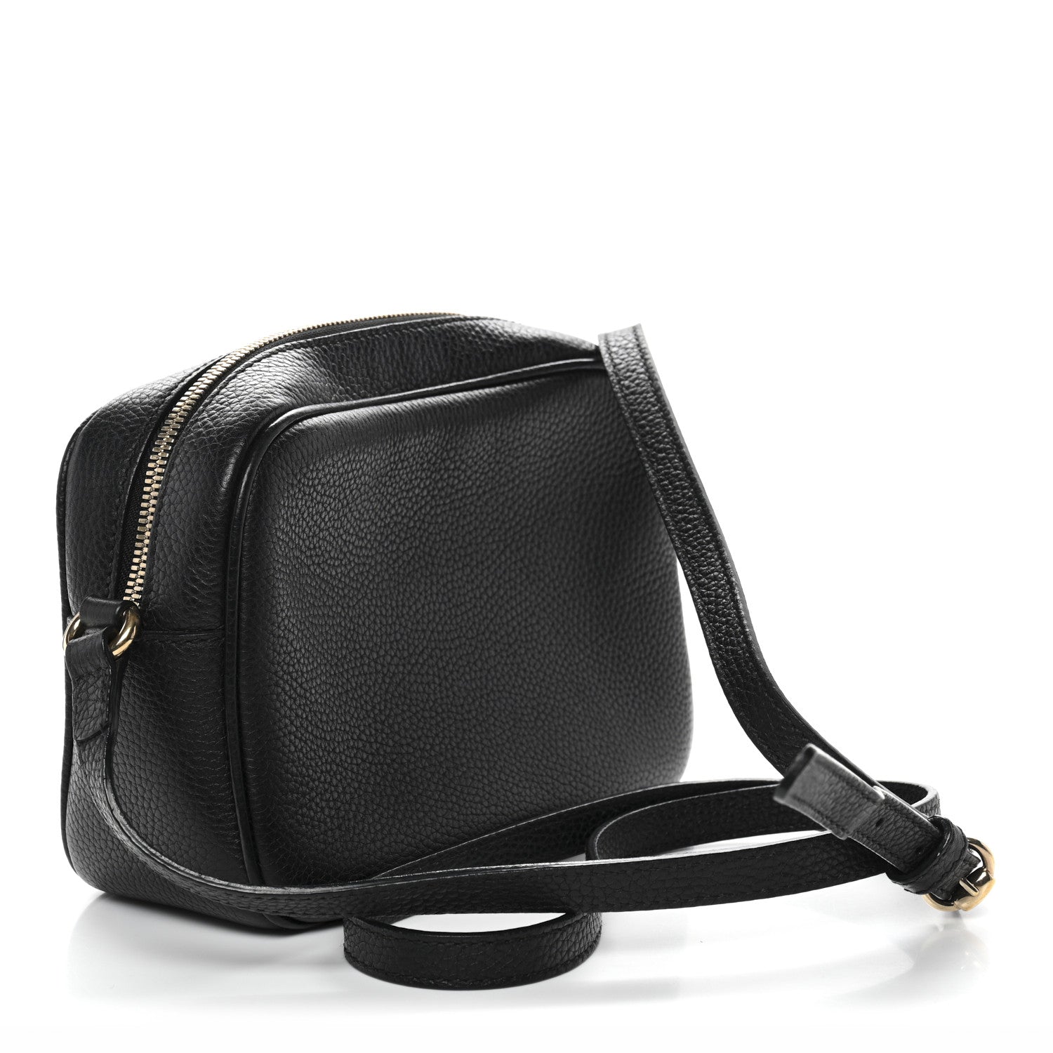 Pebbled Calfskin Small Soho Disco Bag Black