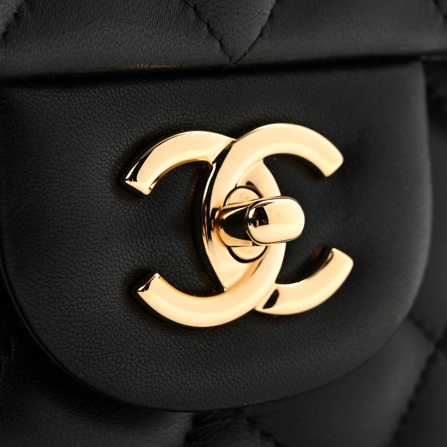 Lambskin Quilted Jumbo Double Flap Black