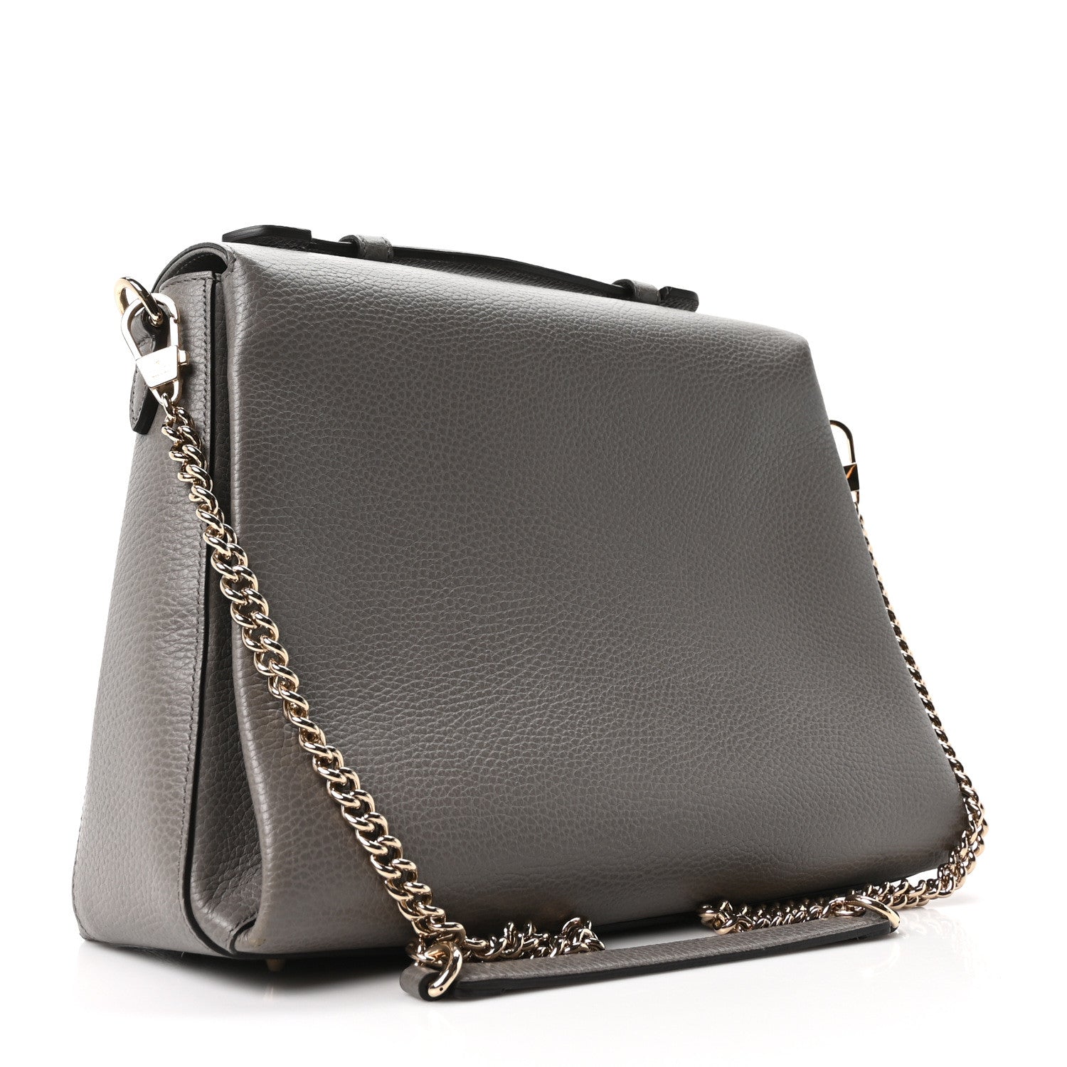 Dollar Calfskin Medium Interlocking G Top Handle Shoulder Bag Loess