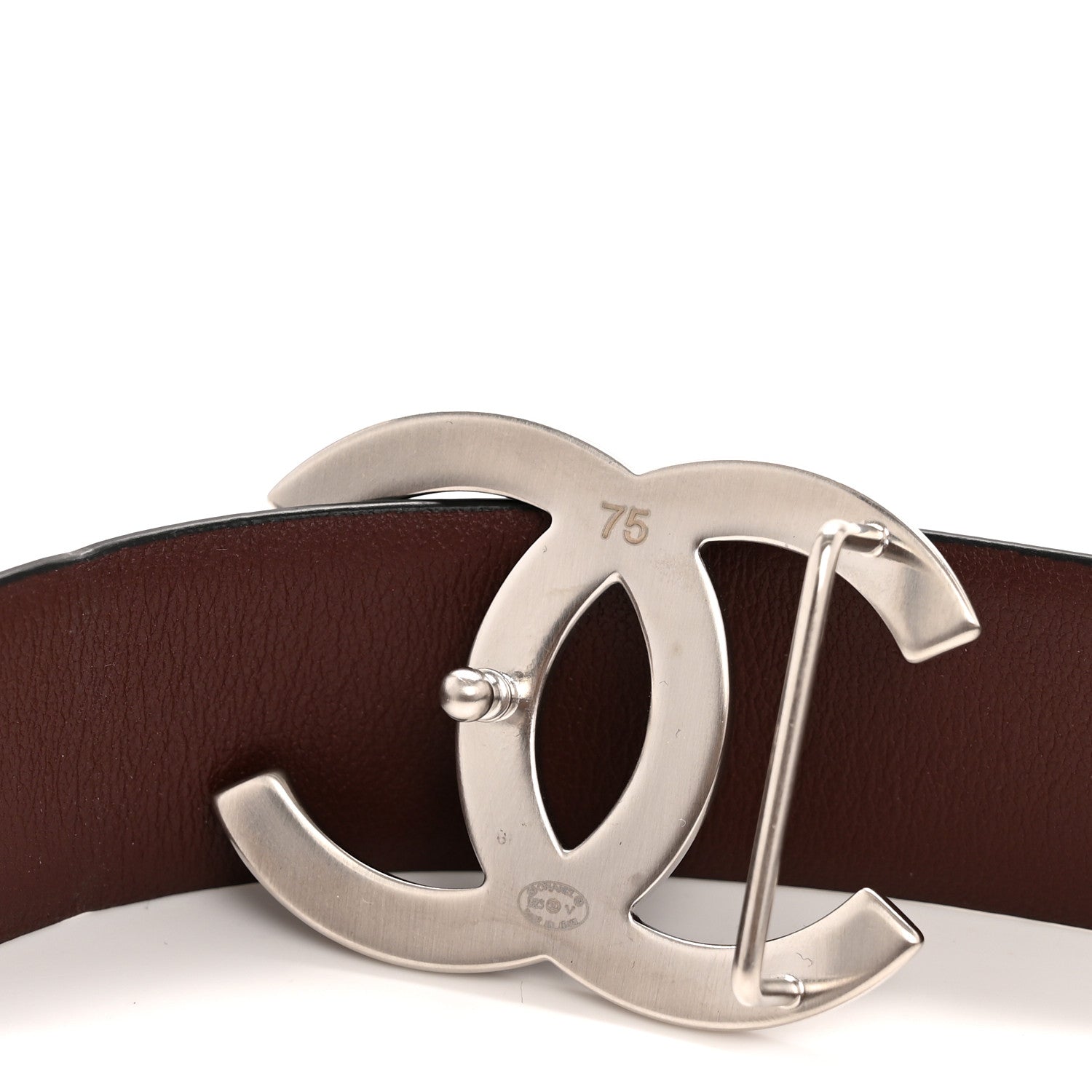 Calfskin CC Reversible Belt 75 30 Black Burgundy