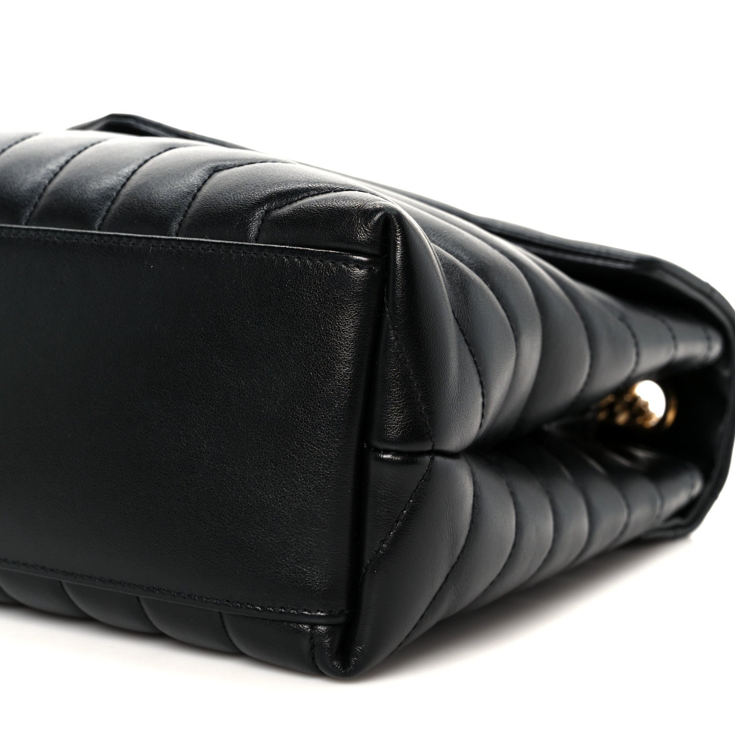 Calfskin Y Quilted Monogram Medium Loulou Chain Satchel Black