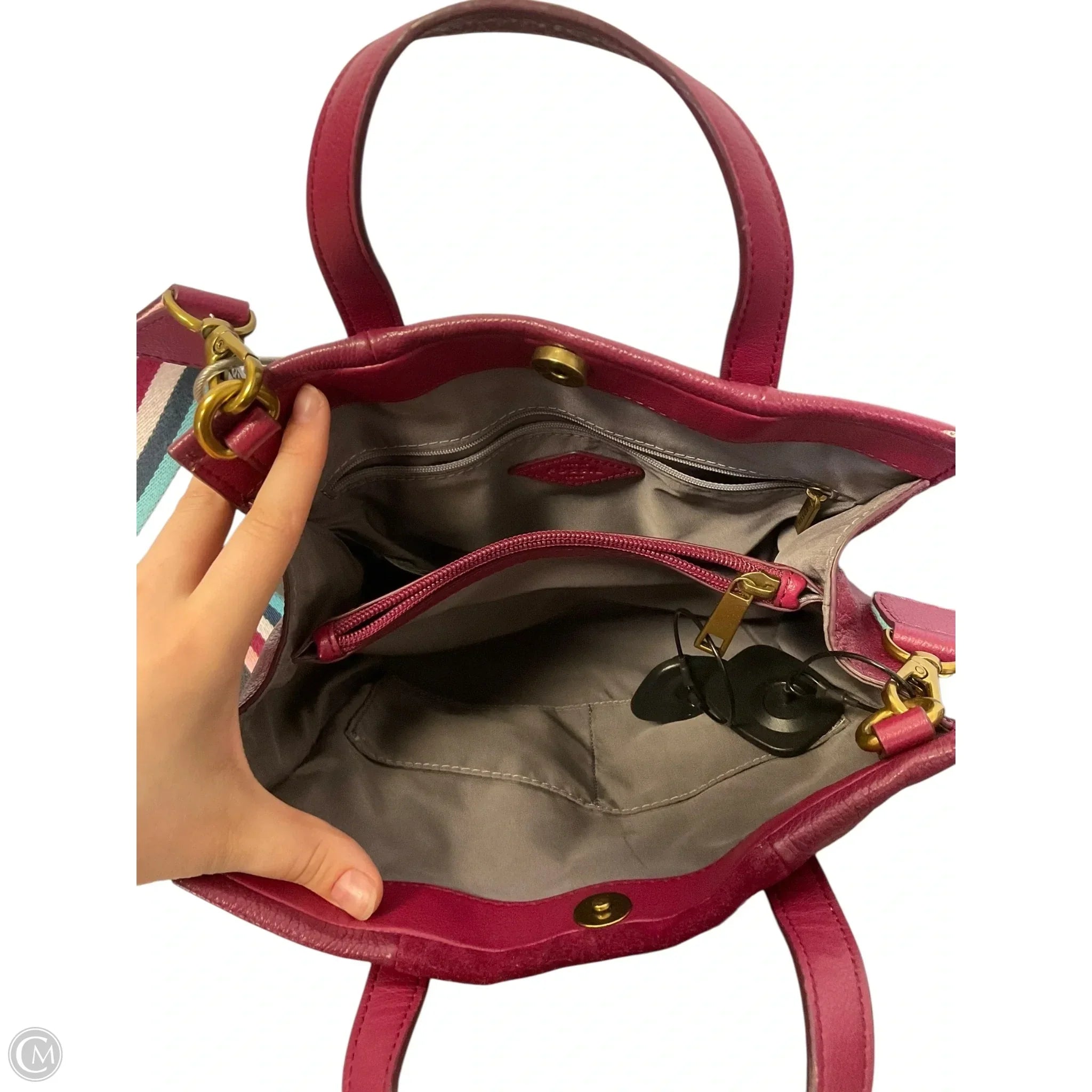 Crossbody Leather By Fossil, Size: Medium