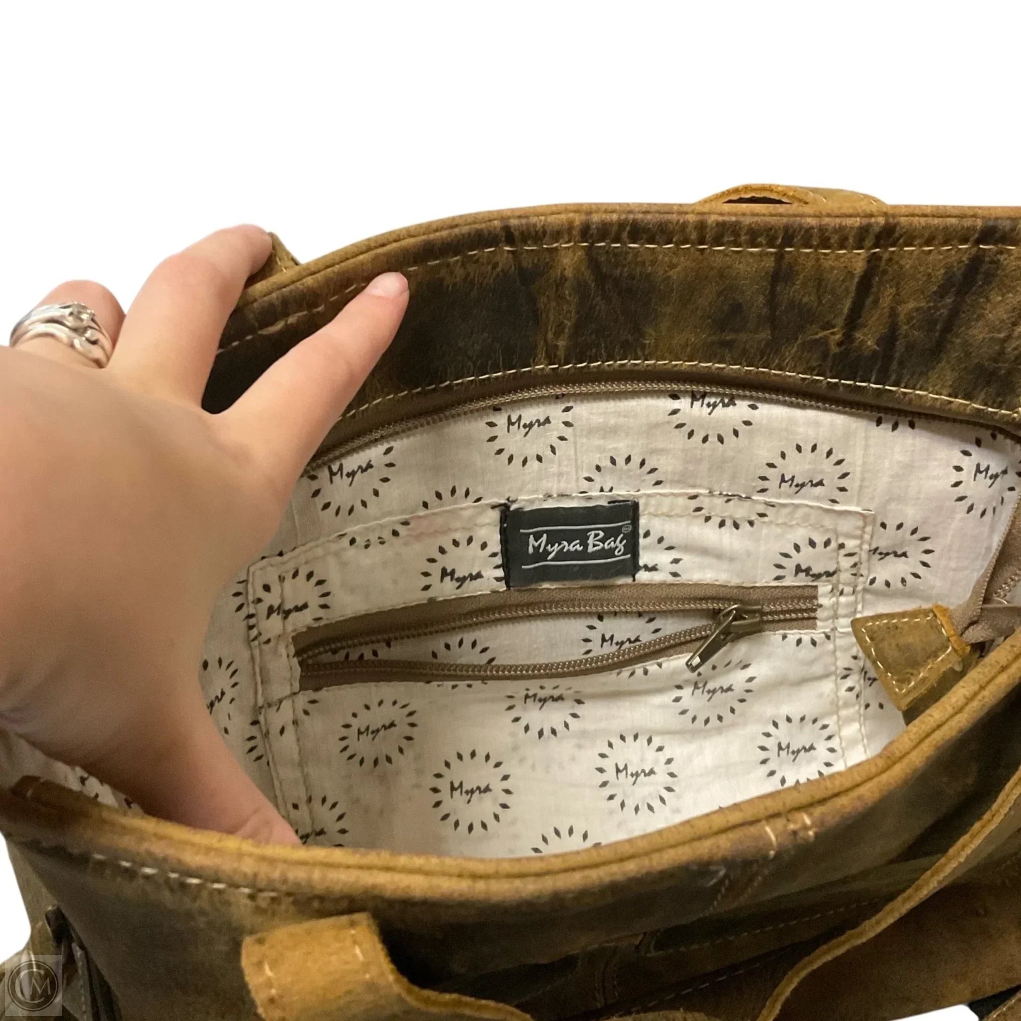 Handbag Leather By Myra, Size: Small