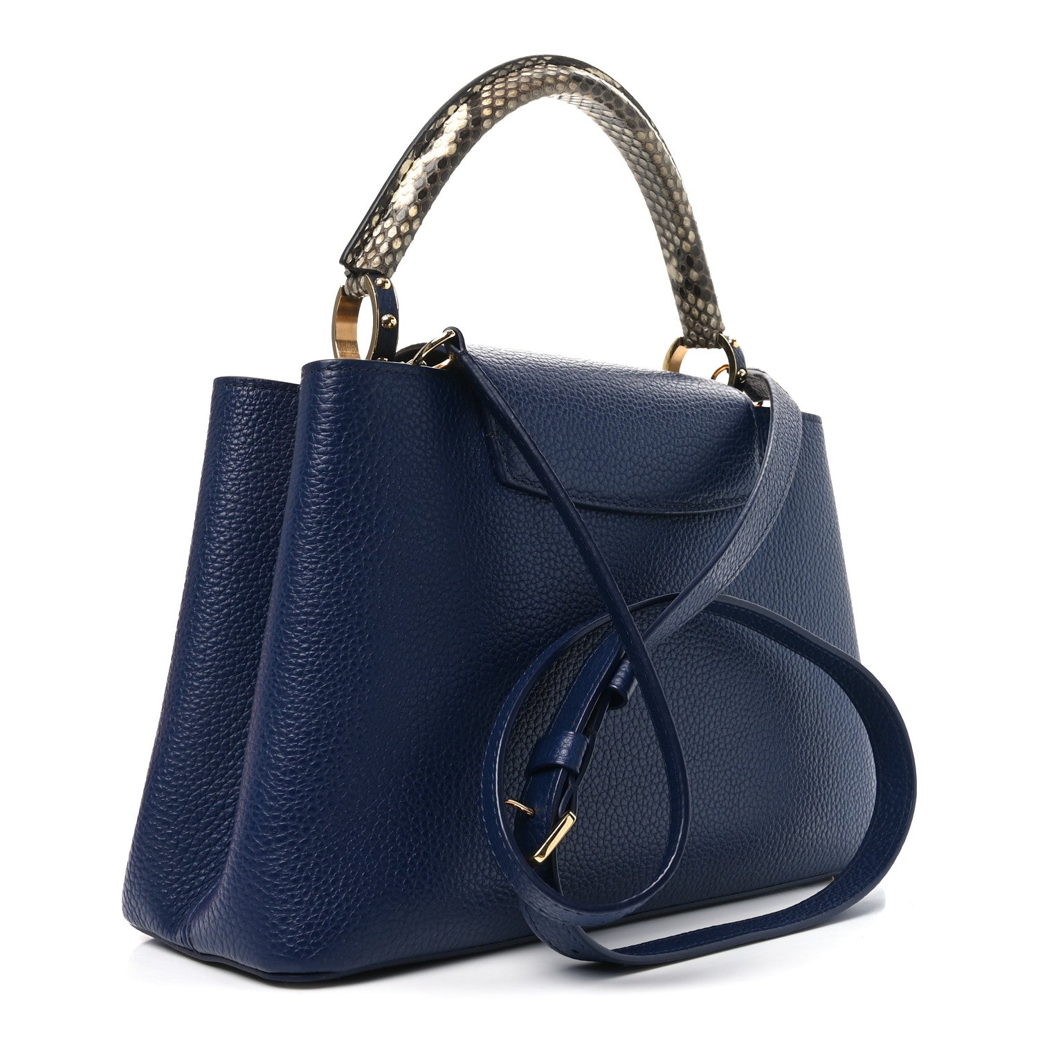 Taurillon Snakeskin Capucines MM Blue