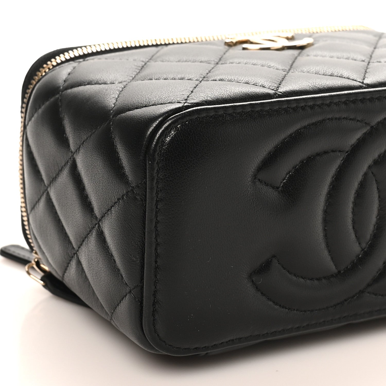 Lambskin Quilted Small CC Vanity Case Black