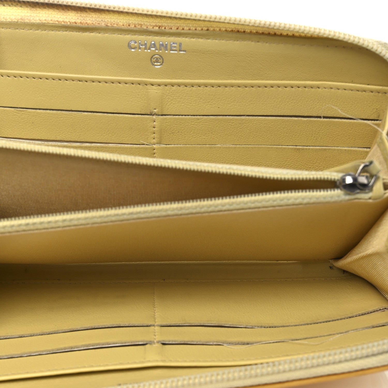 Patent Large Gusset CC Zip Wallet Yellow