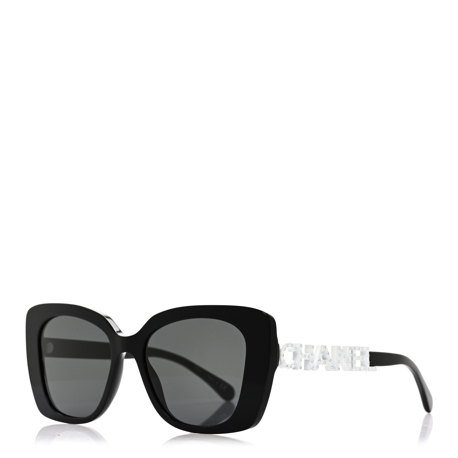 Acetate Strass Square Sunglasses 5422-B-A Black White