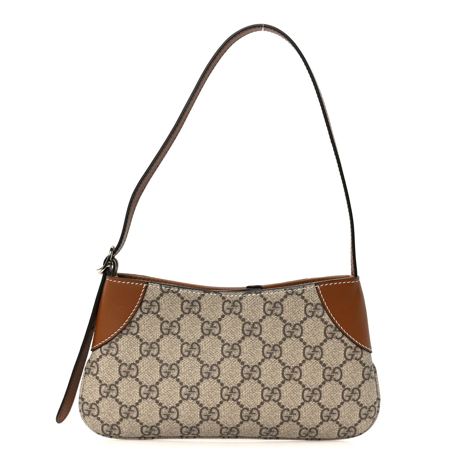 GG Monogram Calfskin Small Emblem Shoulder Bag Beige Dark Brown