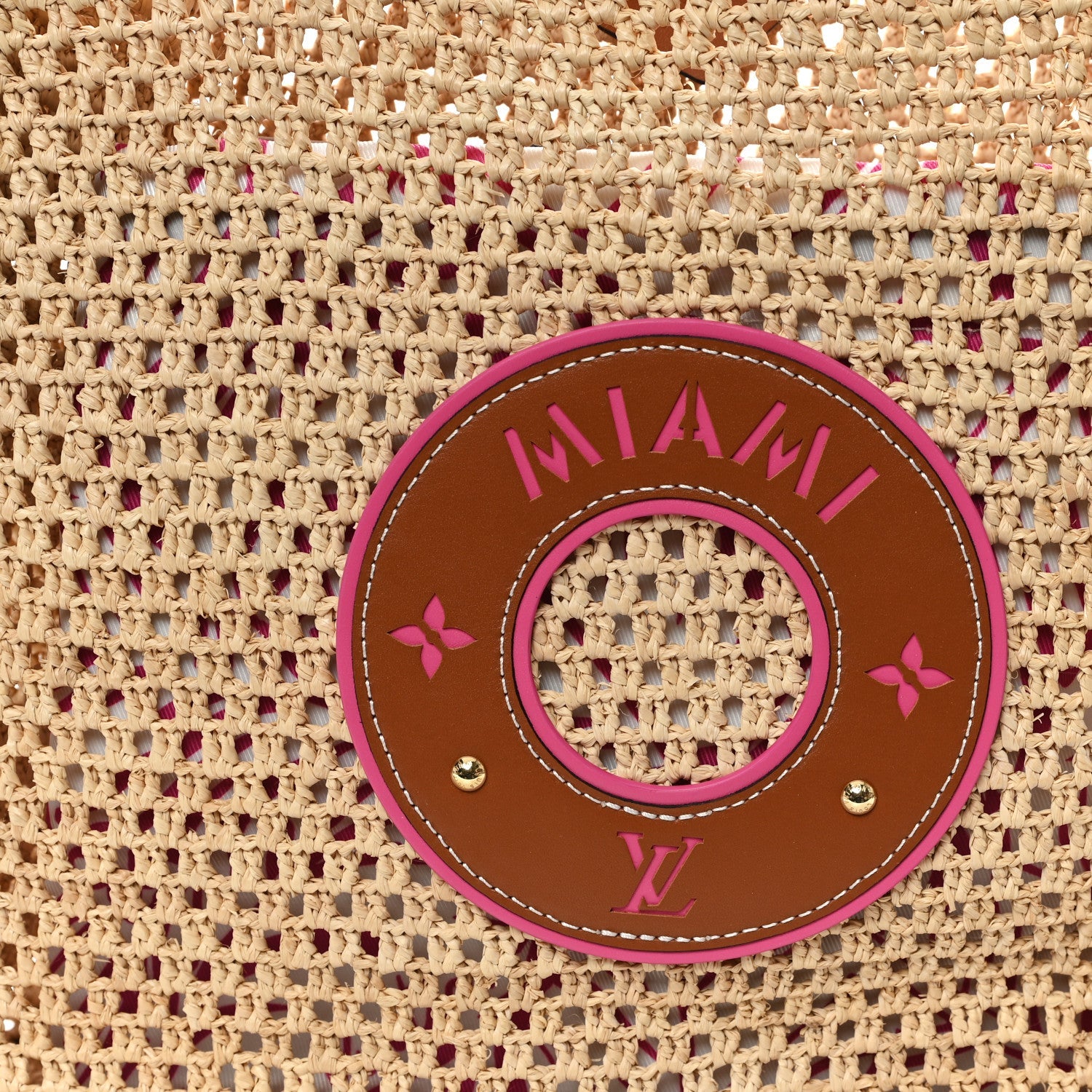 Raffia Calfskin Forte Del Marmi OnTheGo MM Natural Fuchsia