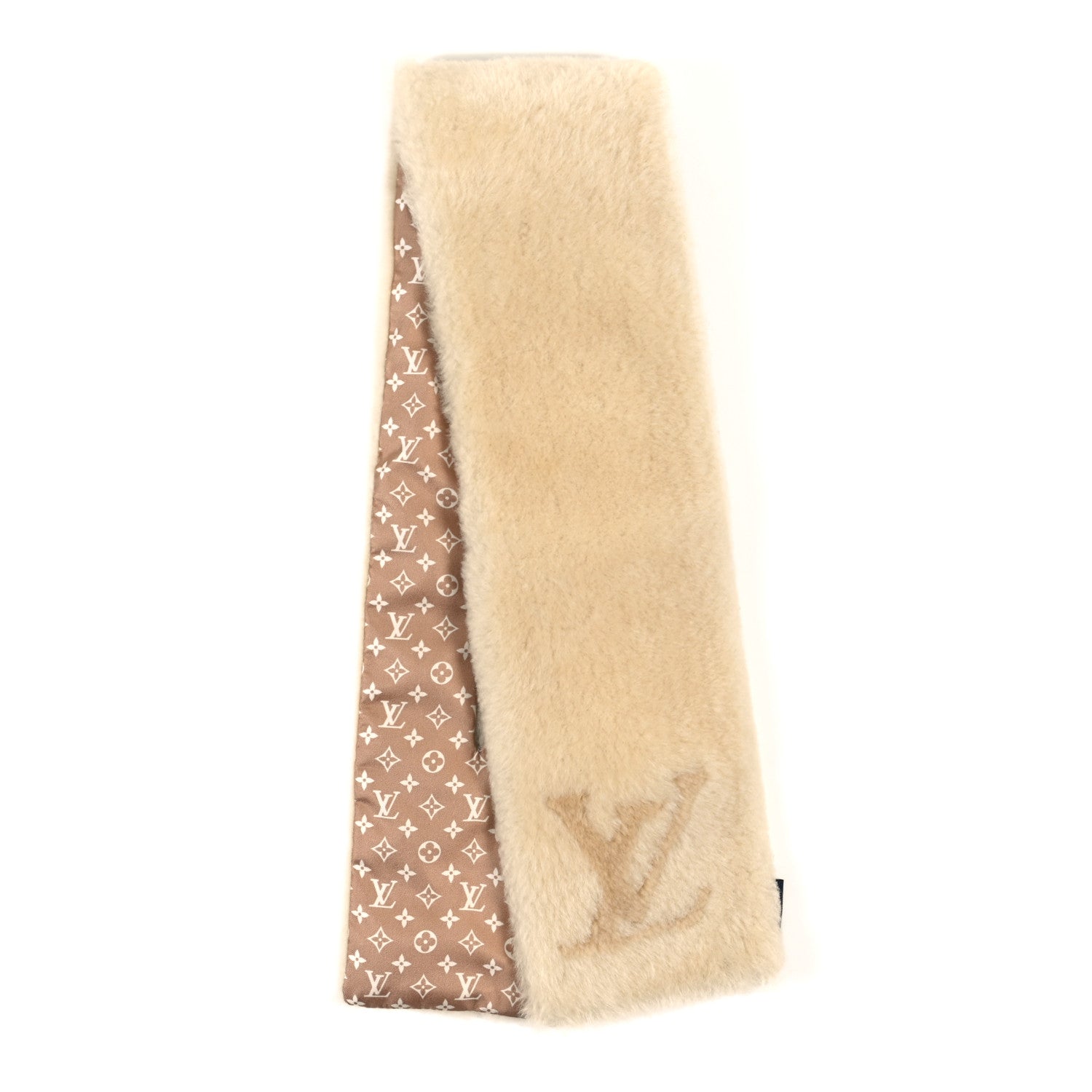 Shearling Monogram Scarf Beige
