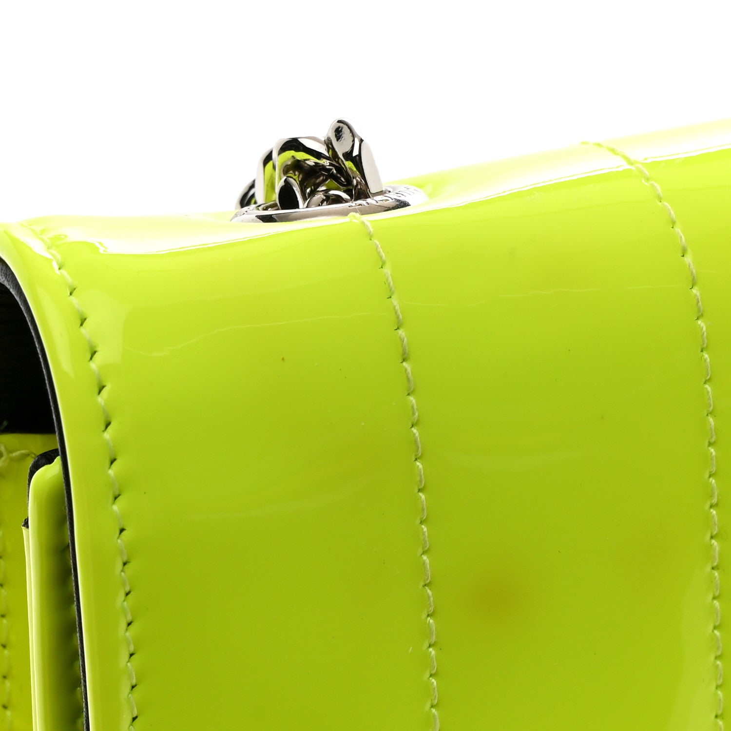 Patent Calfskin Matelasse Monogram Vicky Chain Wallet Neon Yellow