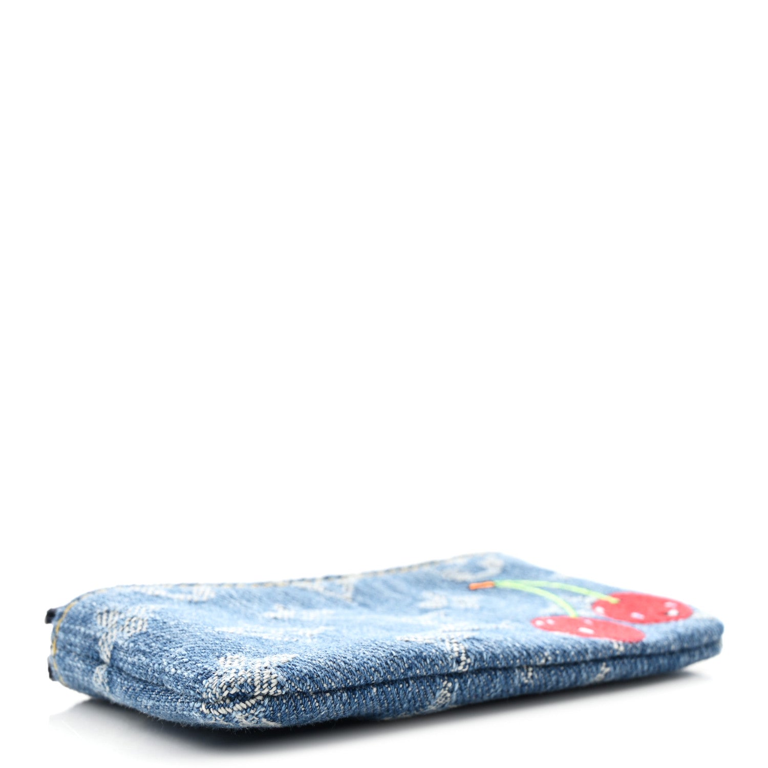 LV X TM Monogram Denim Cerises Key Pouch Blue