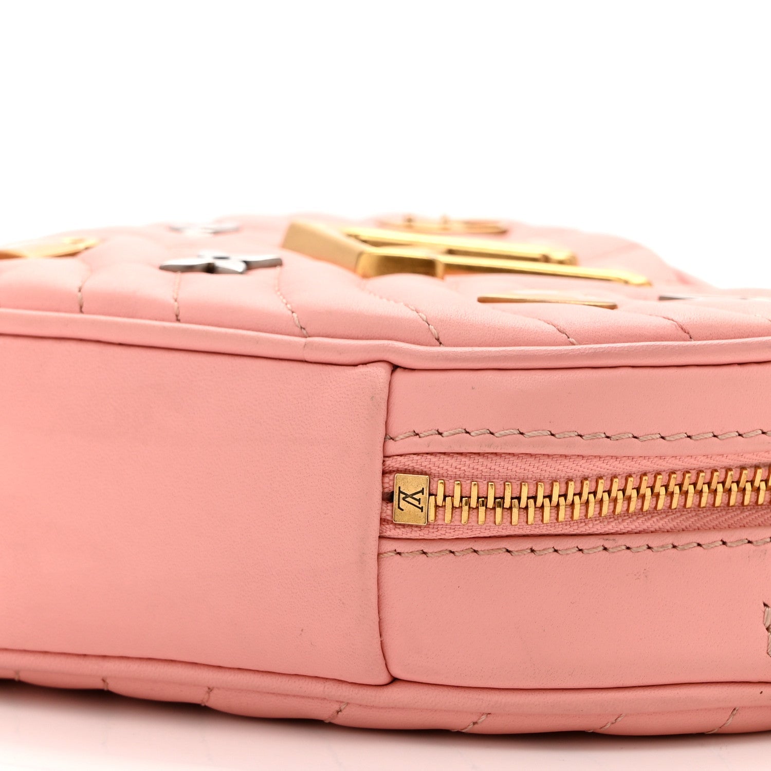 Calfskin Embellished New Wave Love Lock Heart Bag Rose Pomettes