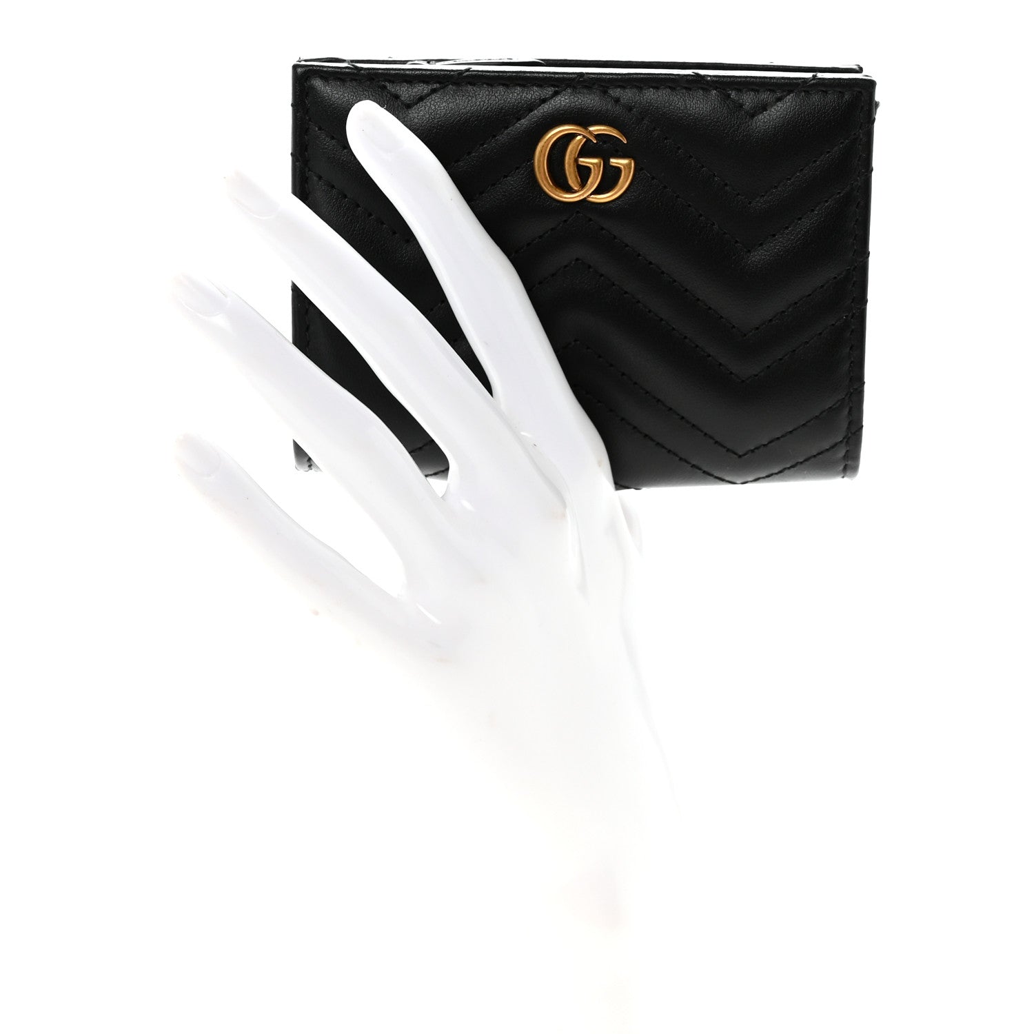 Calfskin Matelasse GG Marmont Card Case Wallet Black