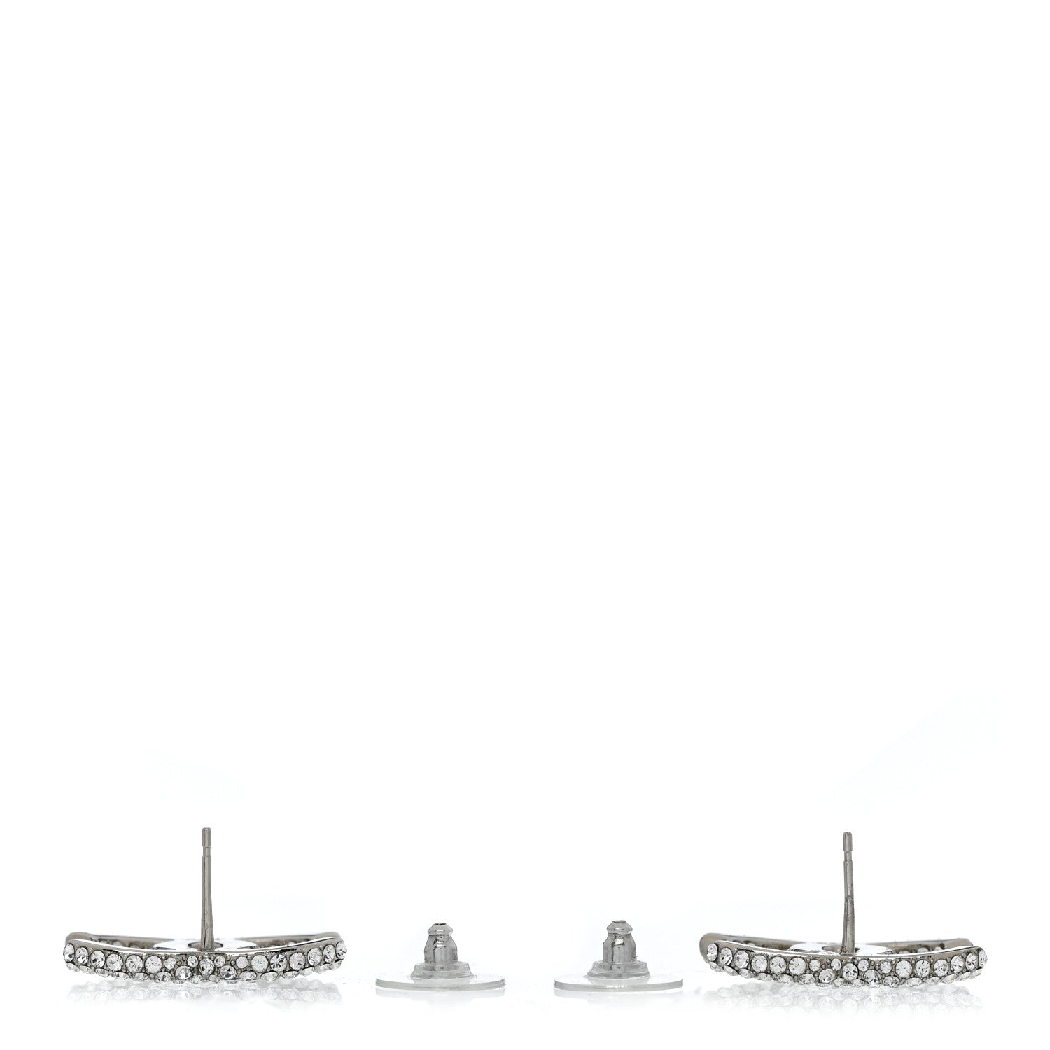 Crystal Large CC Earrings Silver