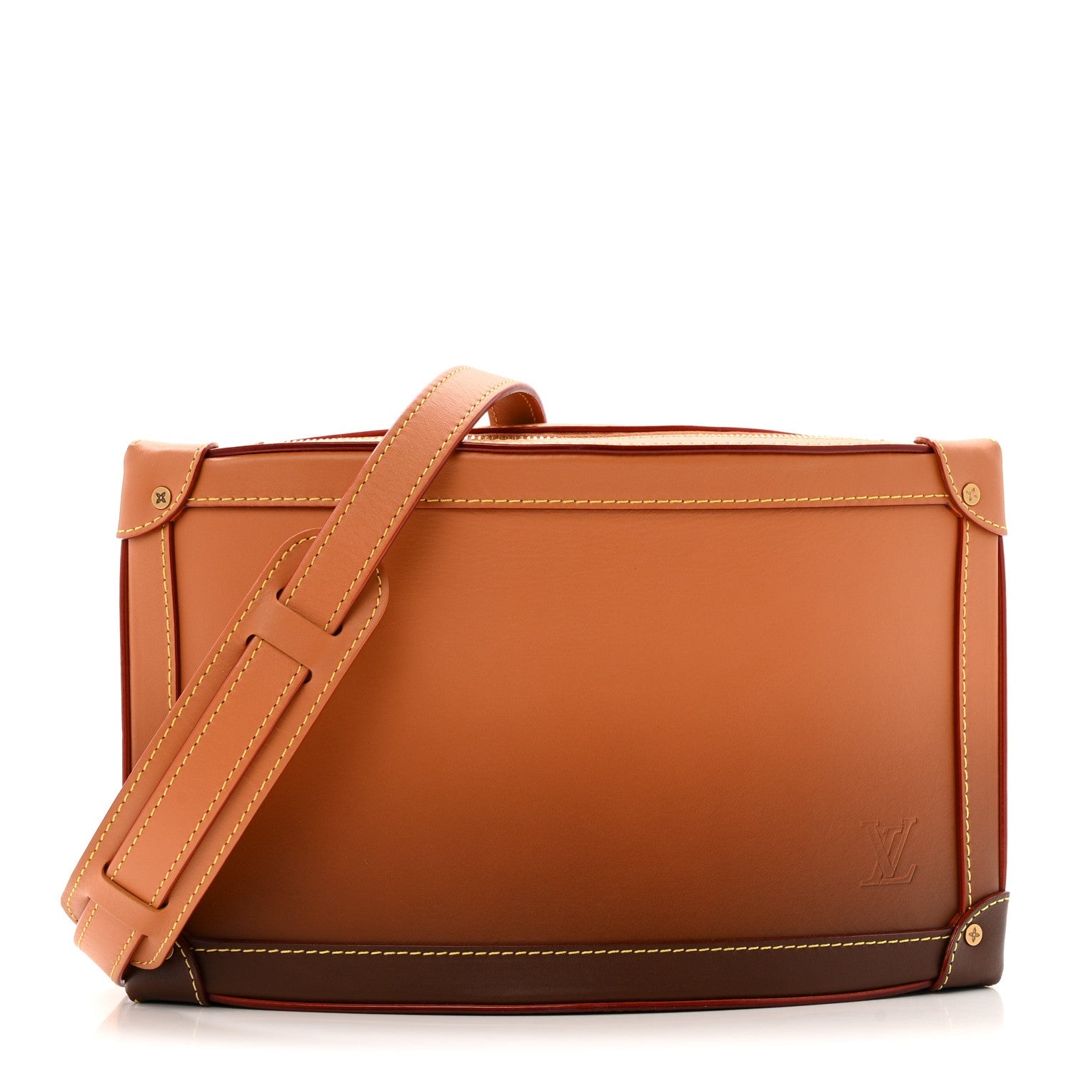 Cowhide Curved Soft Trunk Tan