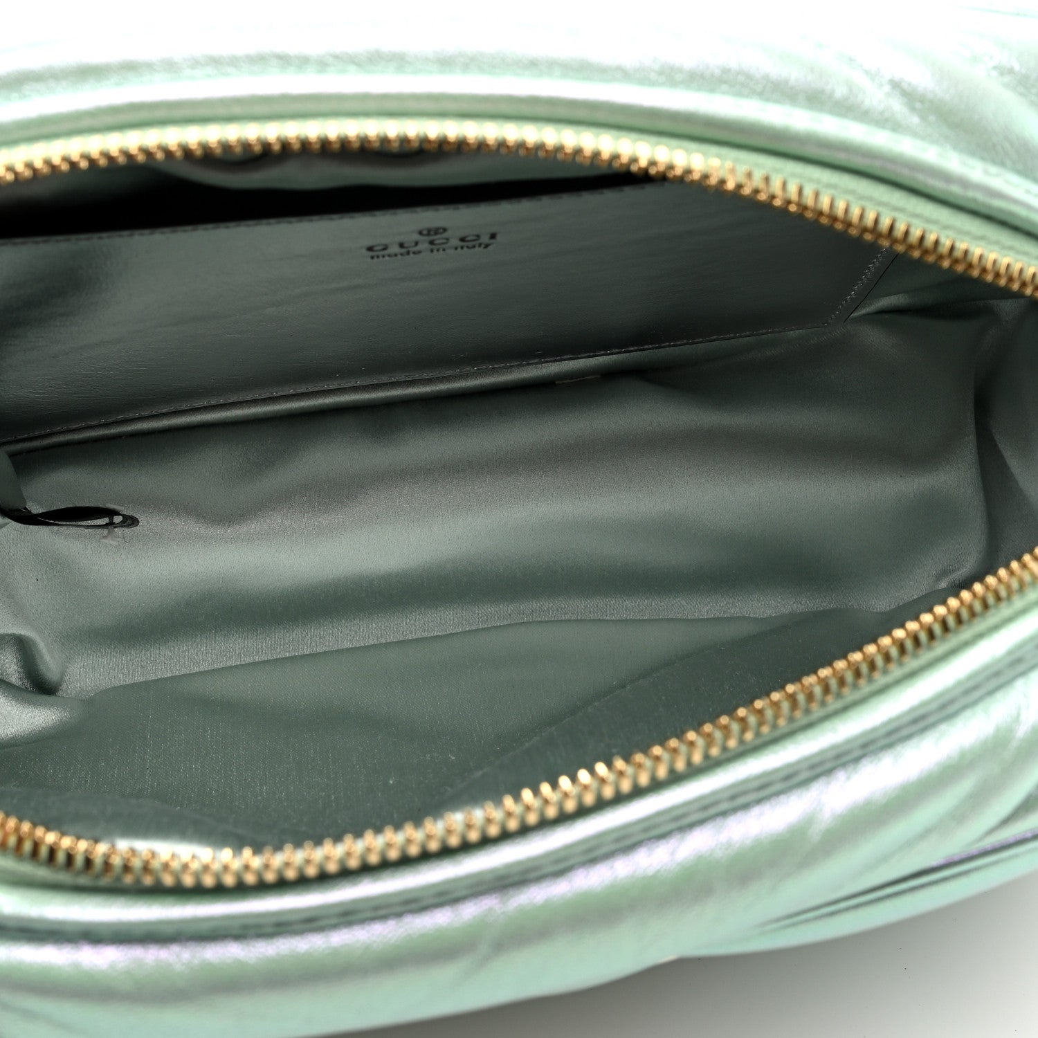 Iridescent Nappa Chevron Matelasse Small GG Marmont Chain Shoulder Bag Iridescent Salvy Green