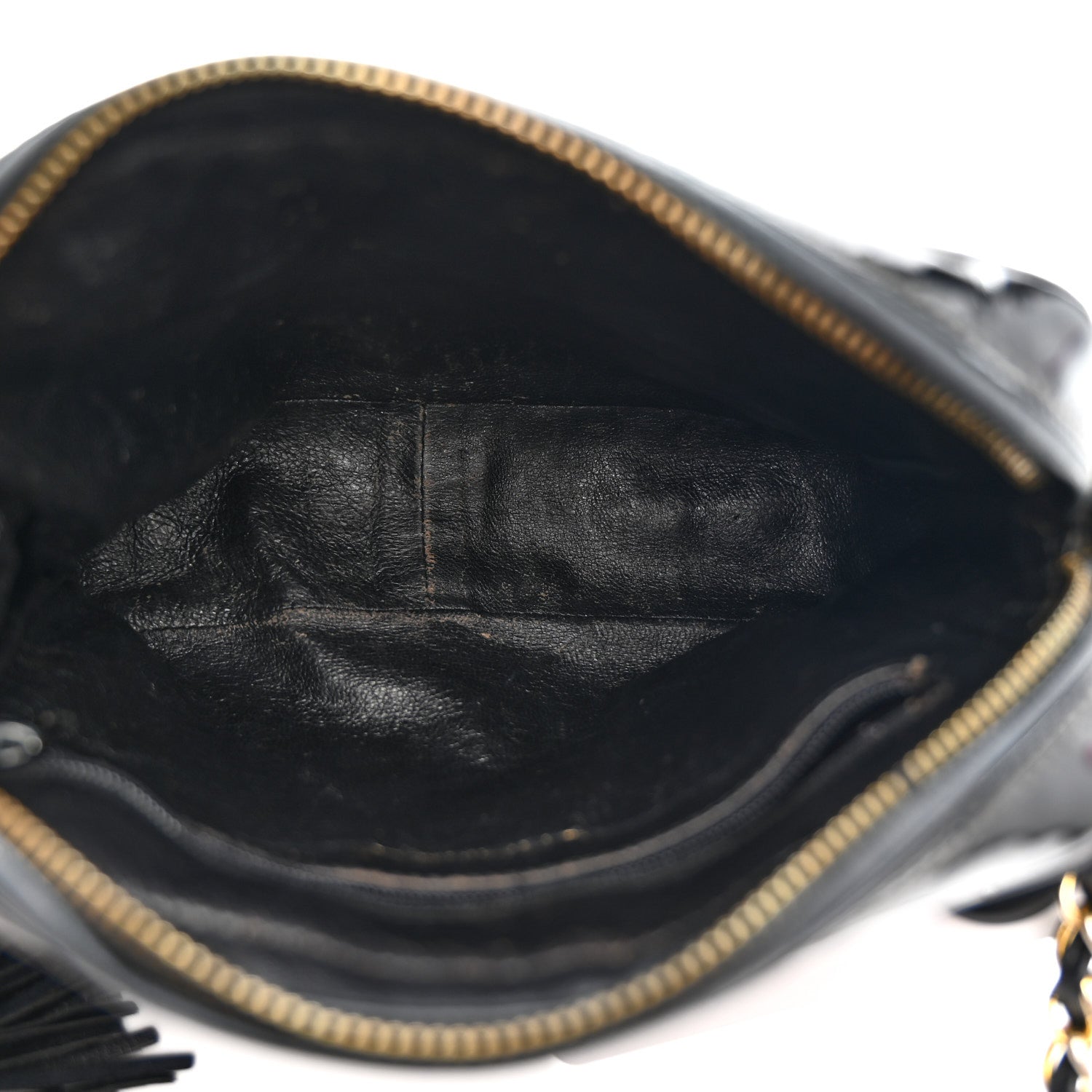 Patent Quilted Tassel Camera Case Black