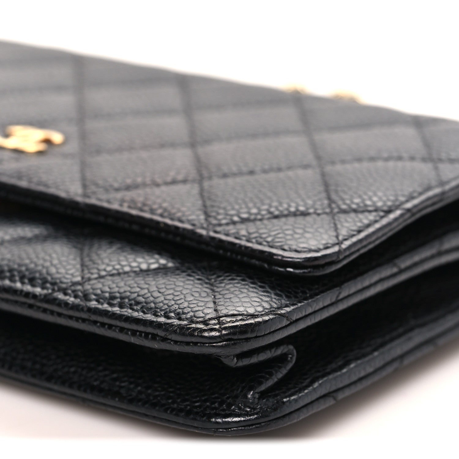Caviar Quilted Wallet on Chain WOC Black