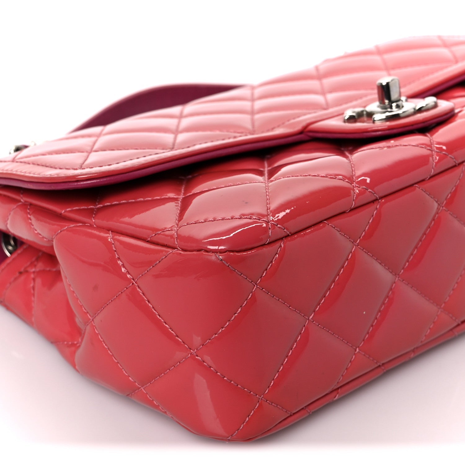 Patent Quilted Large Coco Shine Flap Pink