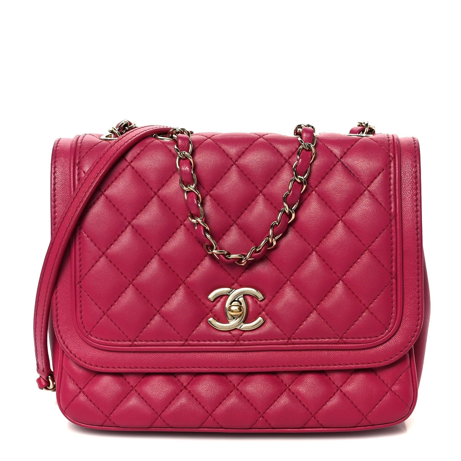 Lambskin Quilted Medium Lovely Day Flap Pink