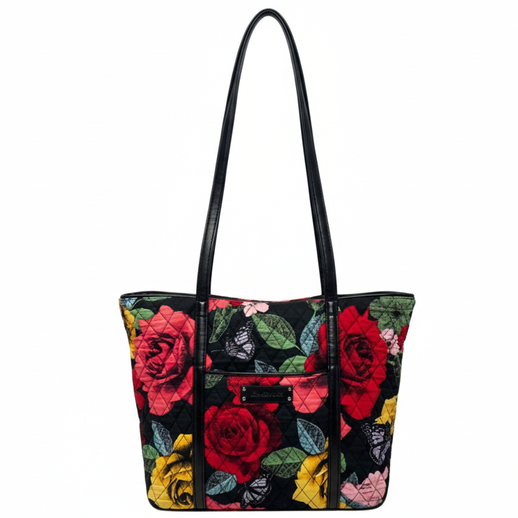 Small Trimmed Vera Tote In Havana Rose By Vera Bradley, Size: Medium