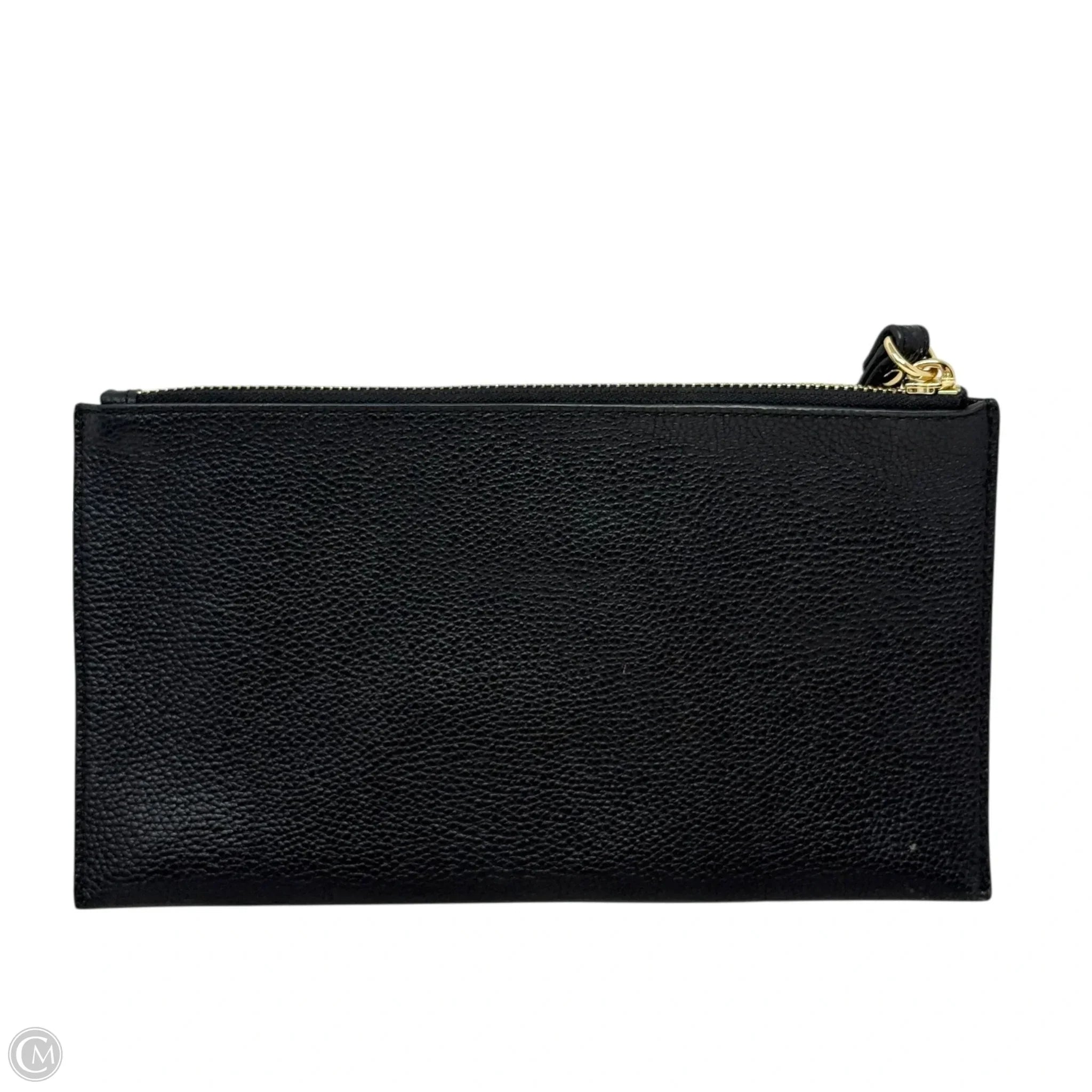 Bedford Large Zip Leather Clutch/Wristlet-Black/Gold By Michael By Michael Kors, Size: Medium