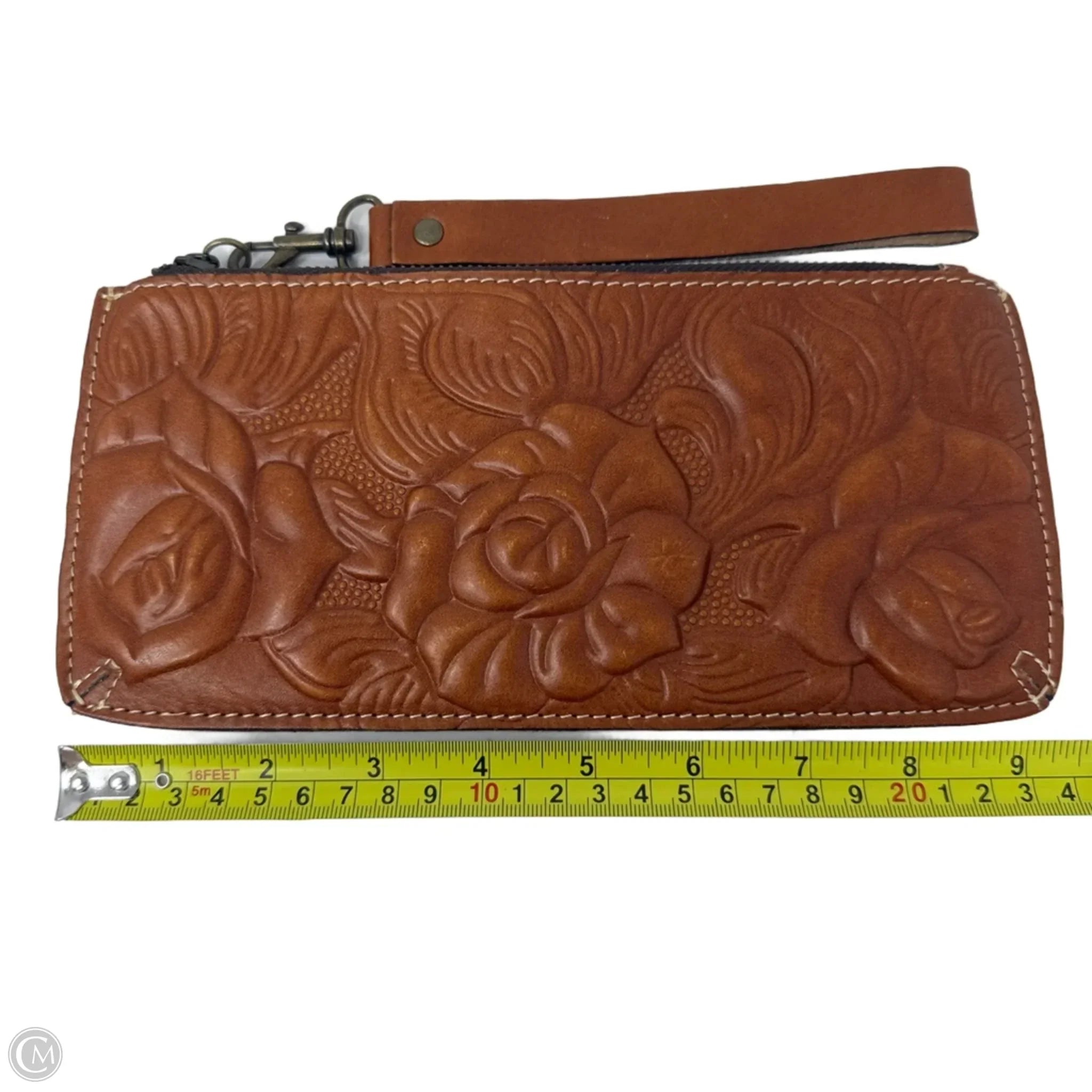 St. Croce Wristlet In Florence Tooled Leather Designer By Patricia Nash, Size: Medium