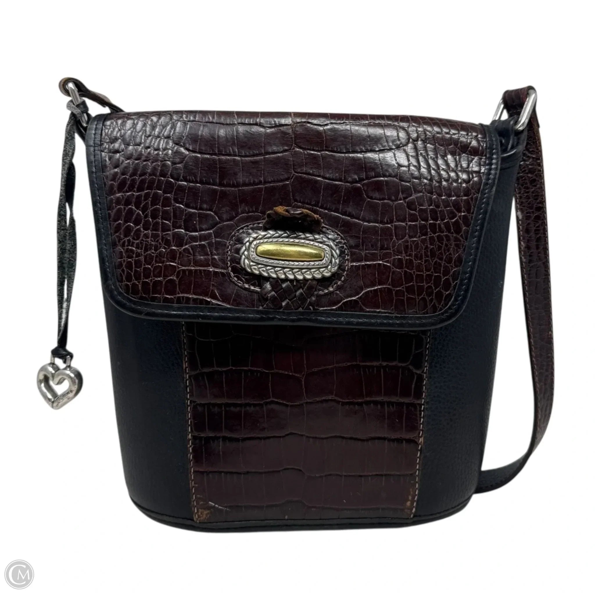Vintage H1509 Magdaleine Leather Shoulder Bag By Brighton, Size: Medium