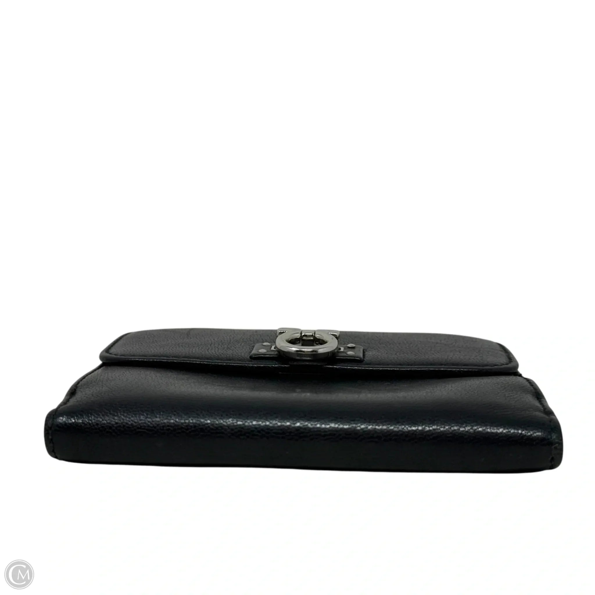 Gancini Leather Compact Wallet Luxury Designer By Ferragamo, Size: Medium