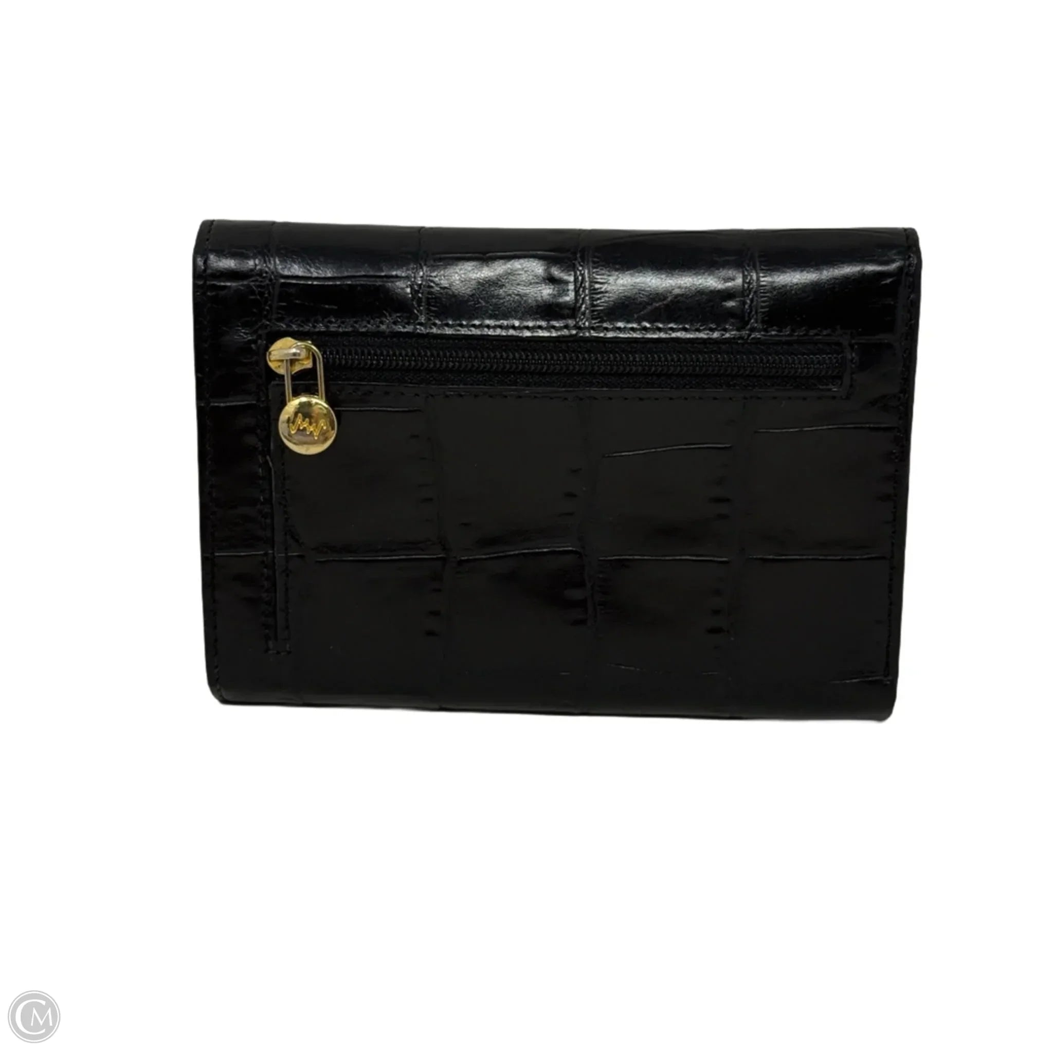 Trifold Croc Embossed Leather Wallet By Monsac, Size: Medium