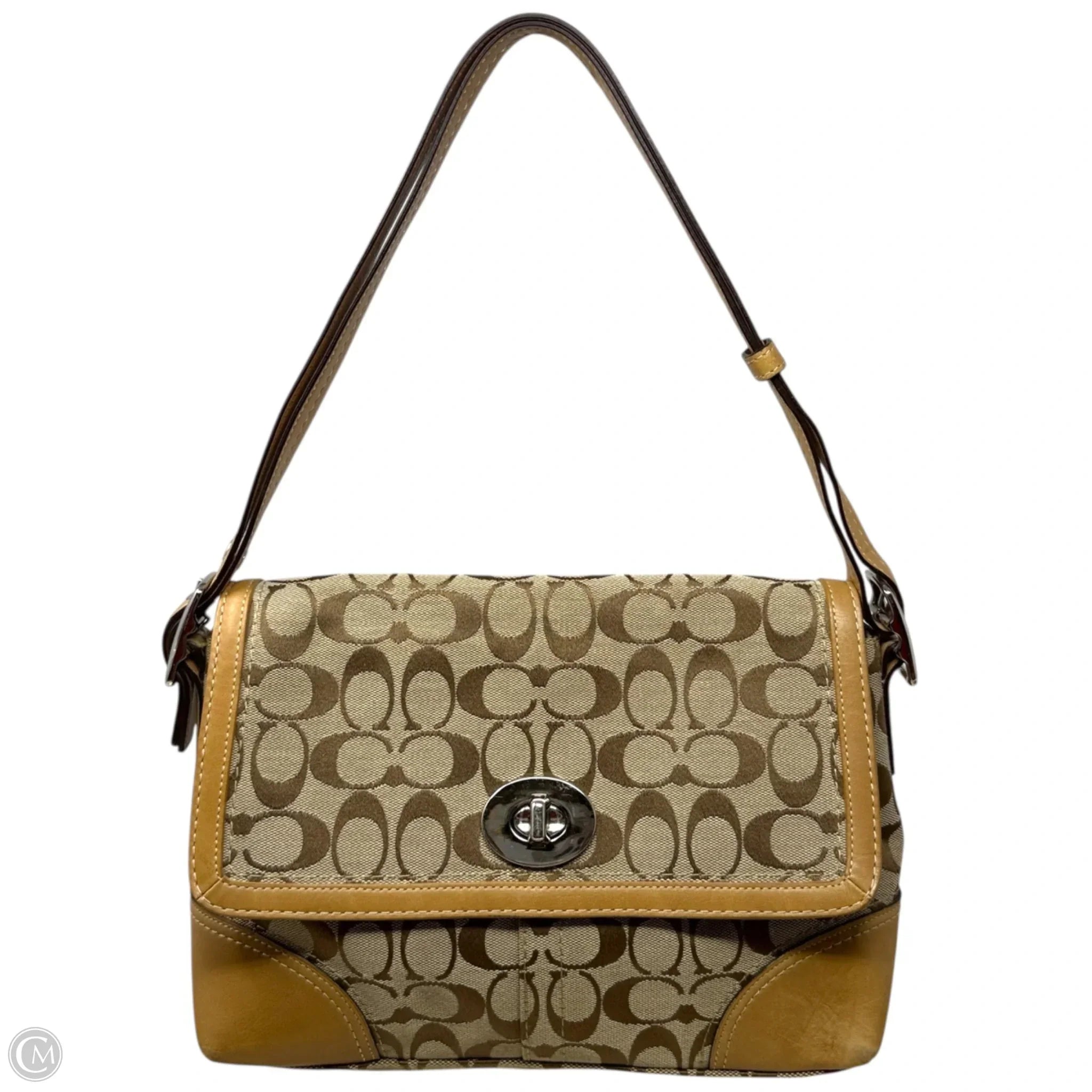 Vintage Hampton Signature Flap Bag Designer By Coach, Size: Medium