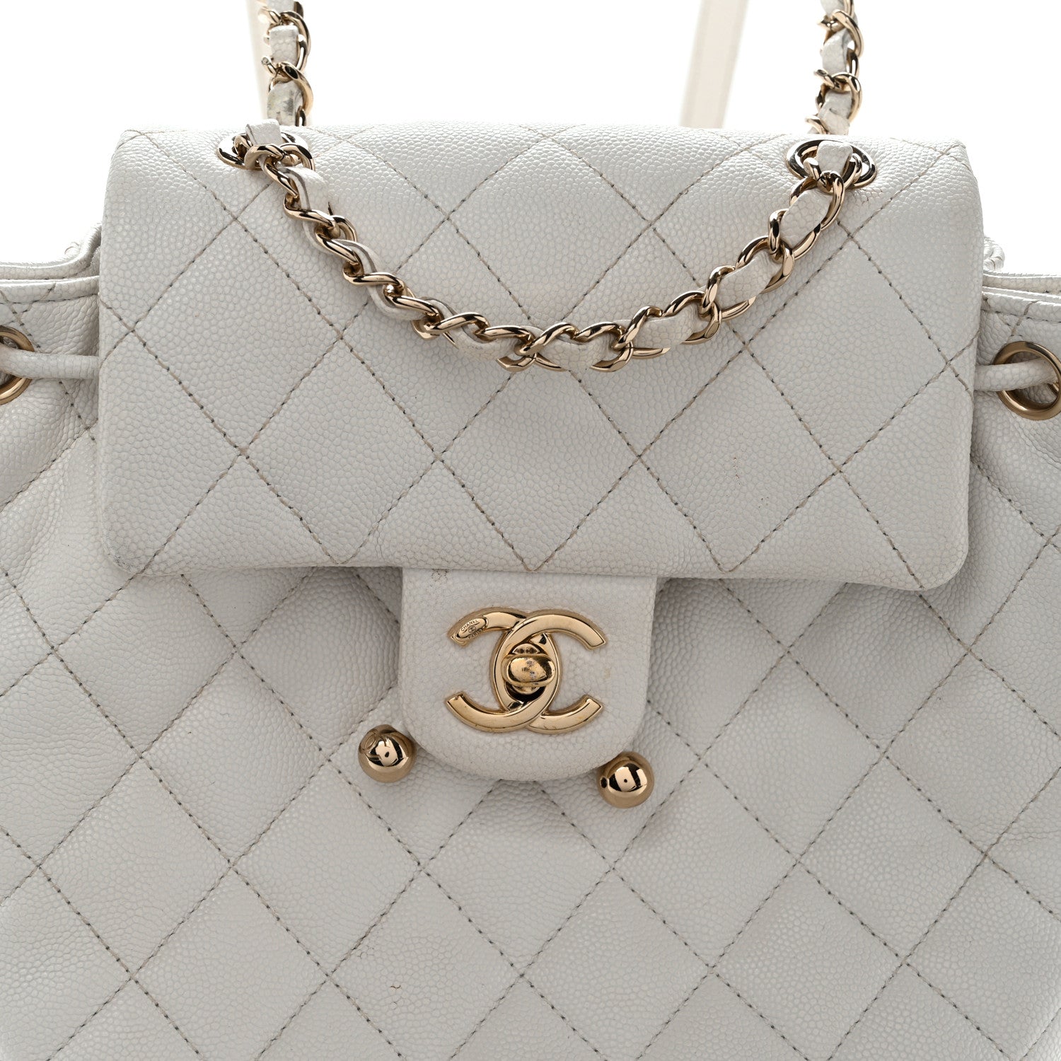 Caviar Quilted Mini Urban Spirit Backpack White
