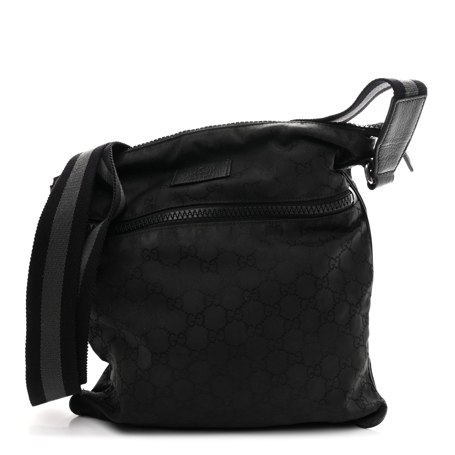 Nylon Monogram Medium Flat Messenger Bag Black