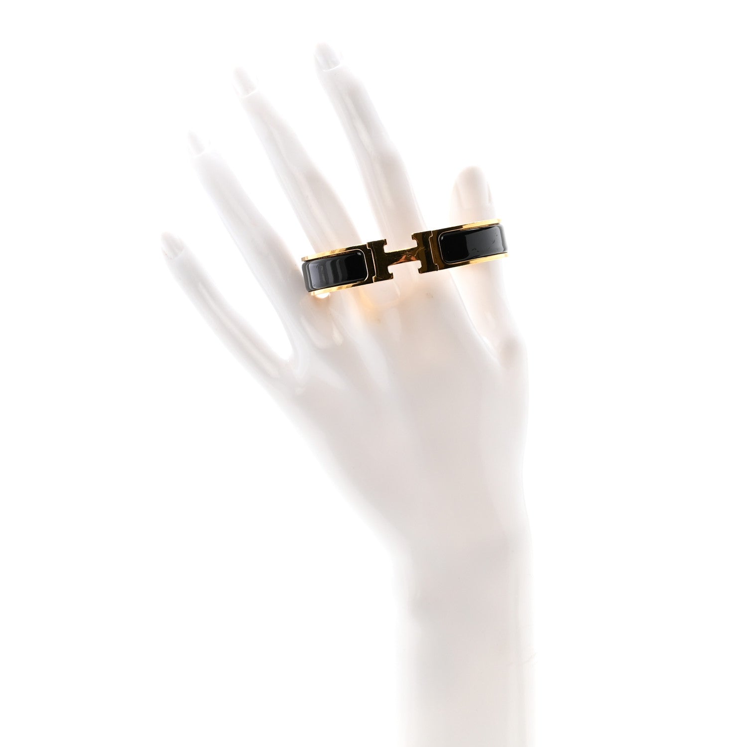 Enamel Narrow Clic Clac H Bracelet PM Black