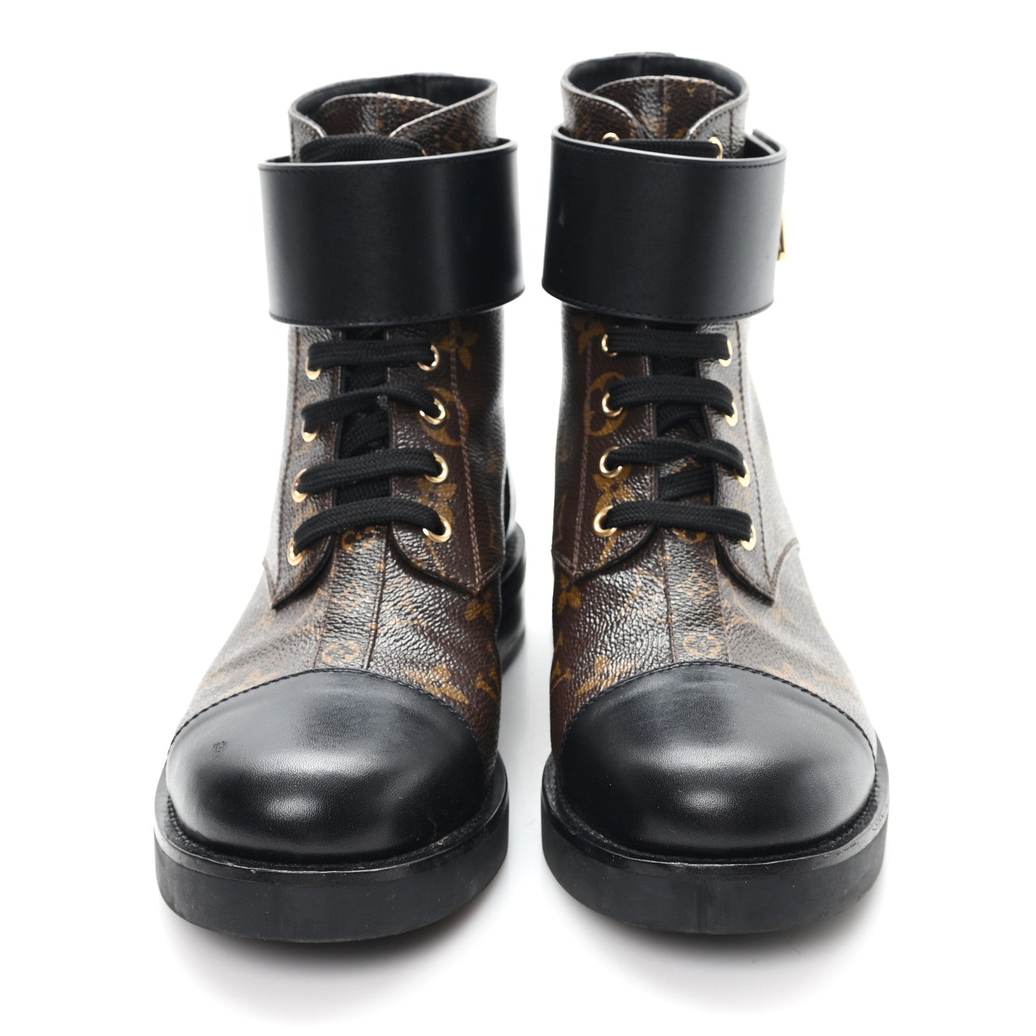 Calfskin Monogram Wonderland Flat Ranger Boots 38 Black