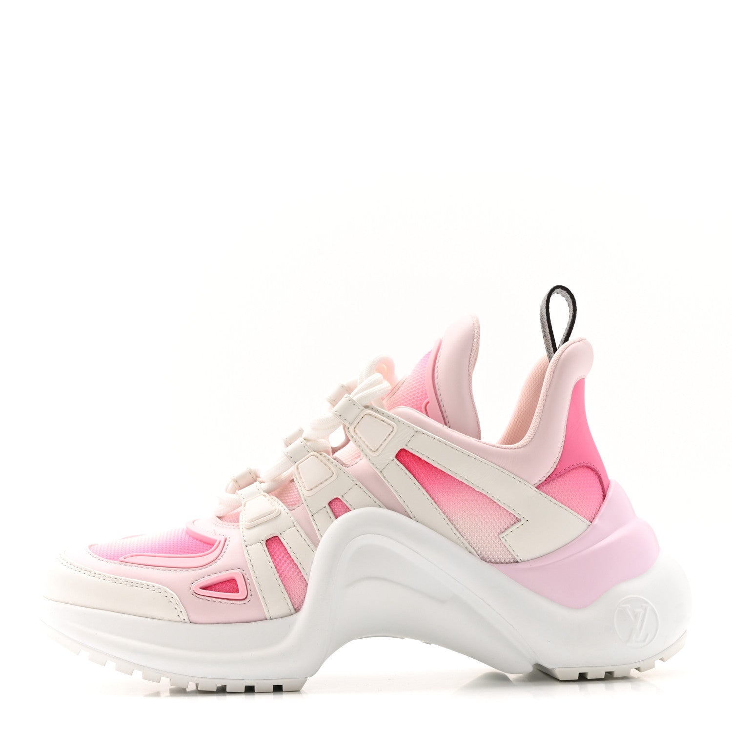 Calfskin Technical Nylon LV Archlight Sneakers 37 White Pink