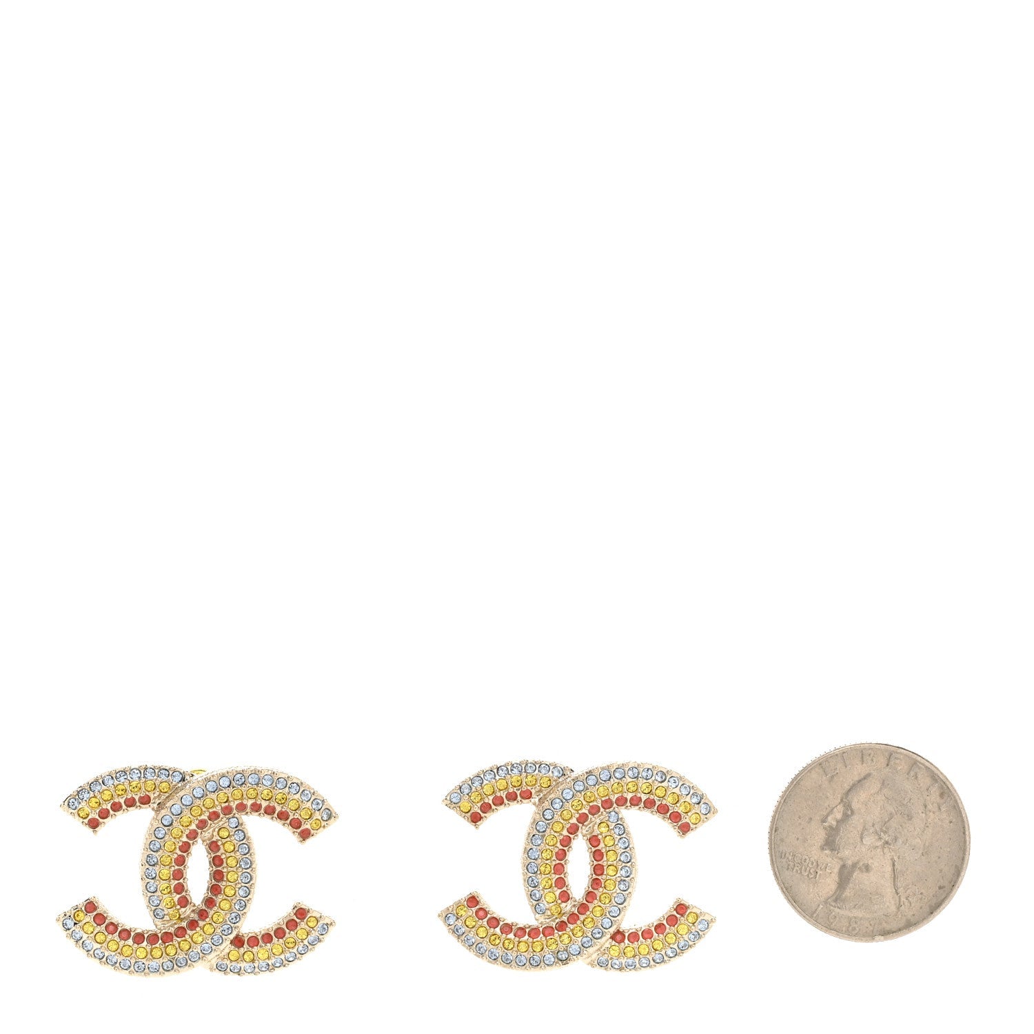 Crystal CC Earrings Gold Multicolor