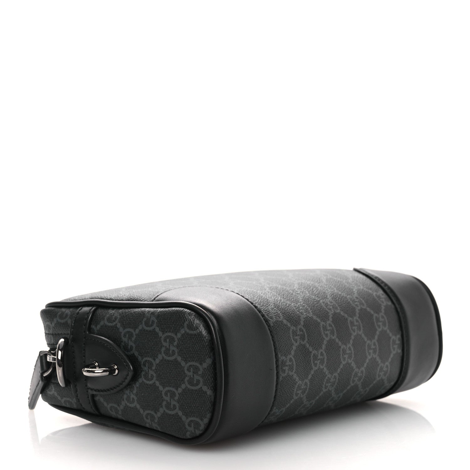 GG Supreme Monogram Textured Calfskin Emblem Small Crossbody Black