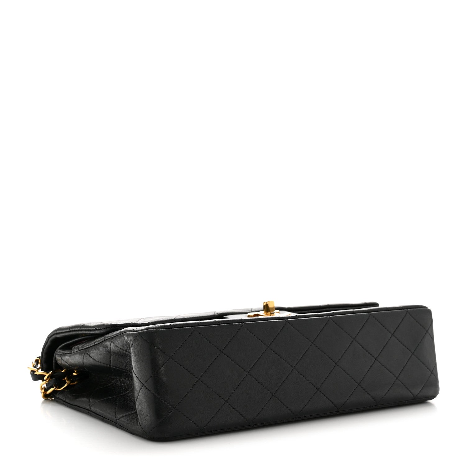 Lambskin Quilted Medium Double Flap Black