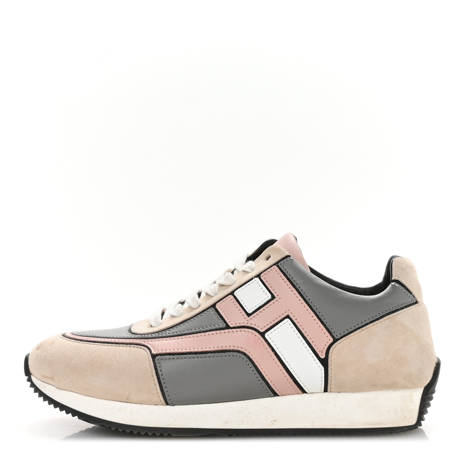 Calfskin Suede Goatskin Womens Chris Sneakers 39.5 Gris D'Hiver
