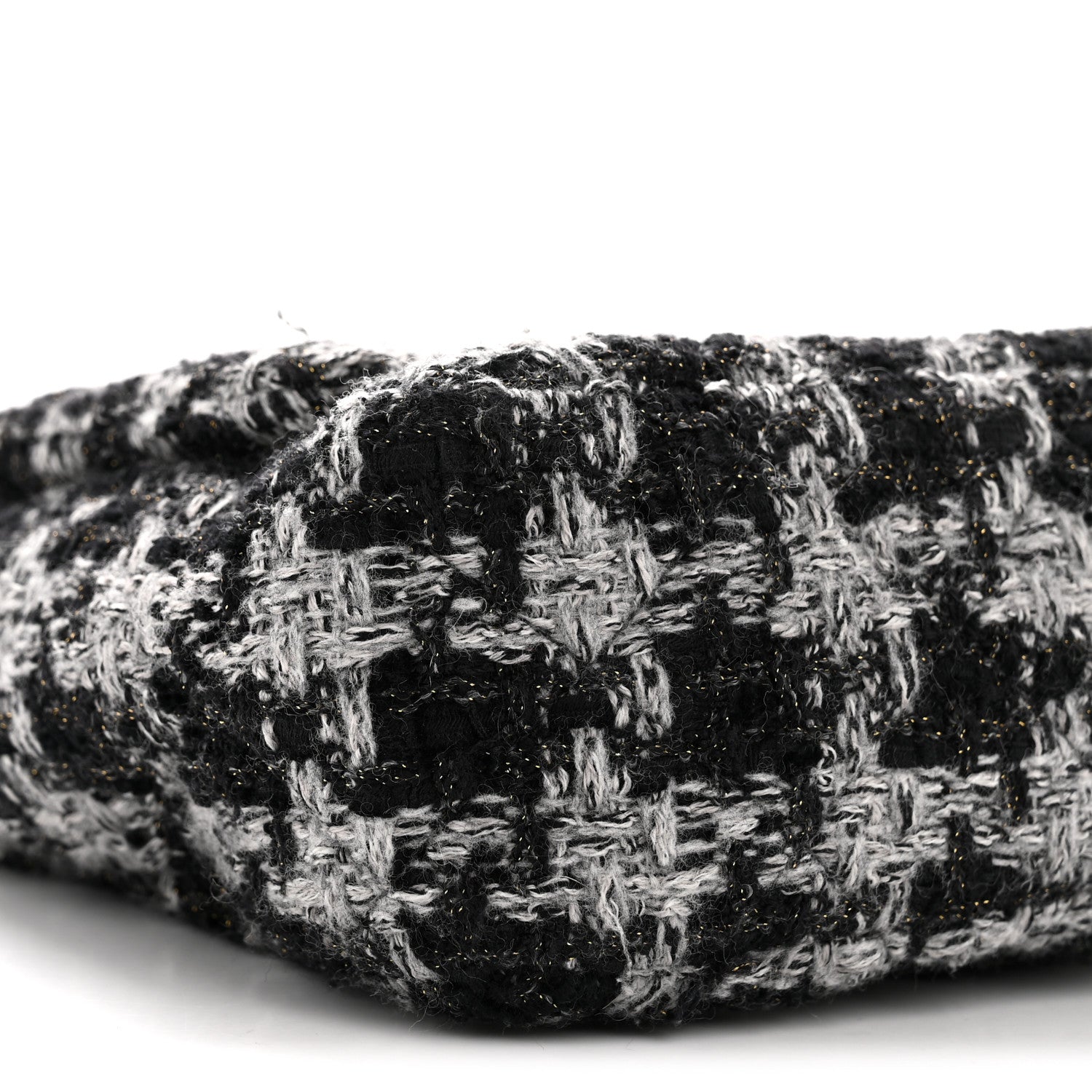 Wool Tweed Quilted Small Elegant Chain Flap Black Grey