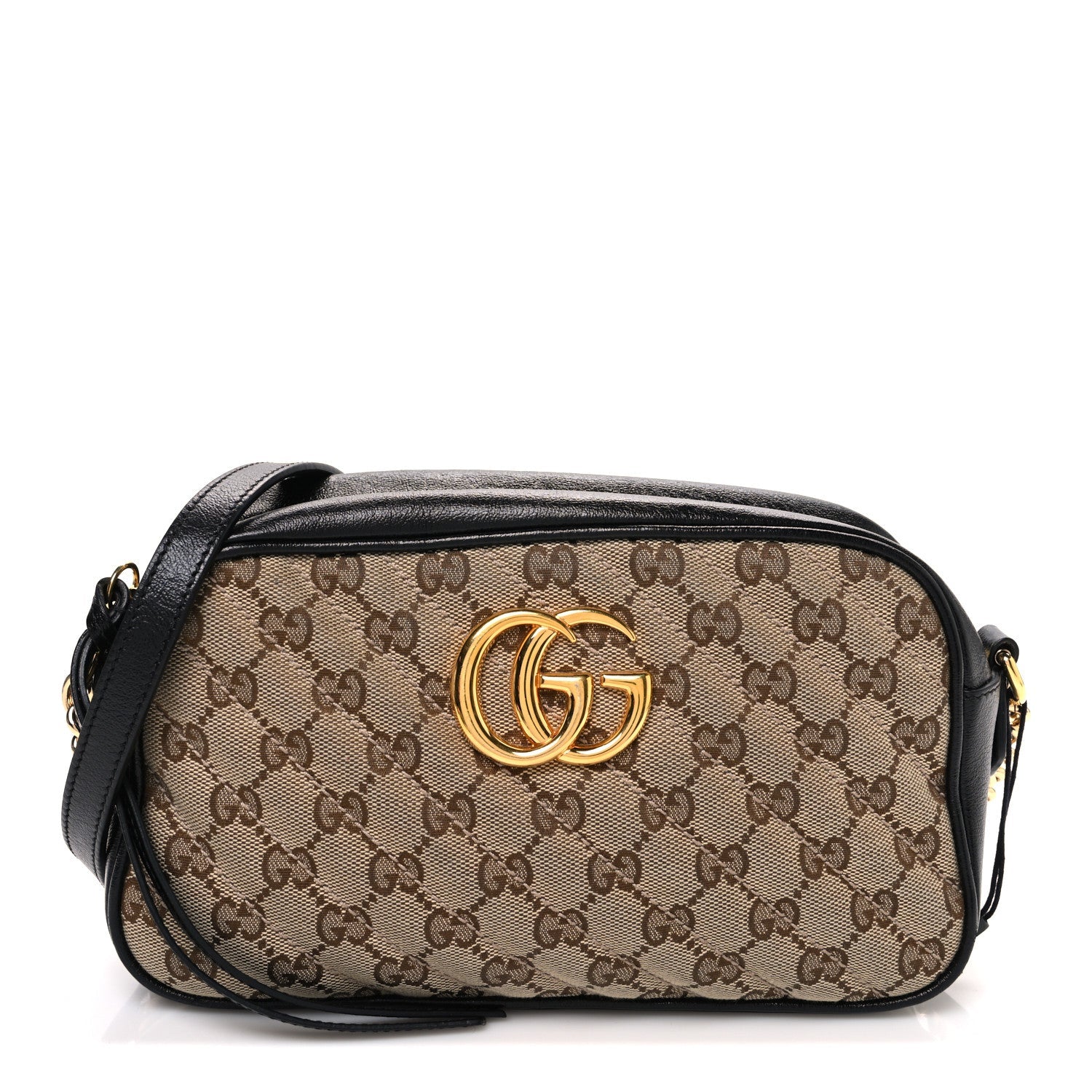 Monogram Matelasse Diagonal Small GG Marmont Chain Shoulder Bag Beige Black