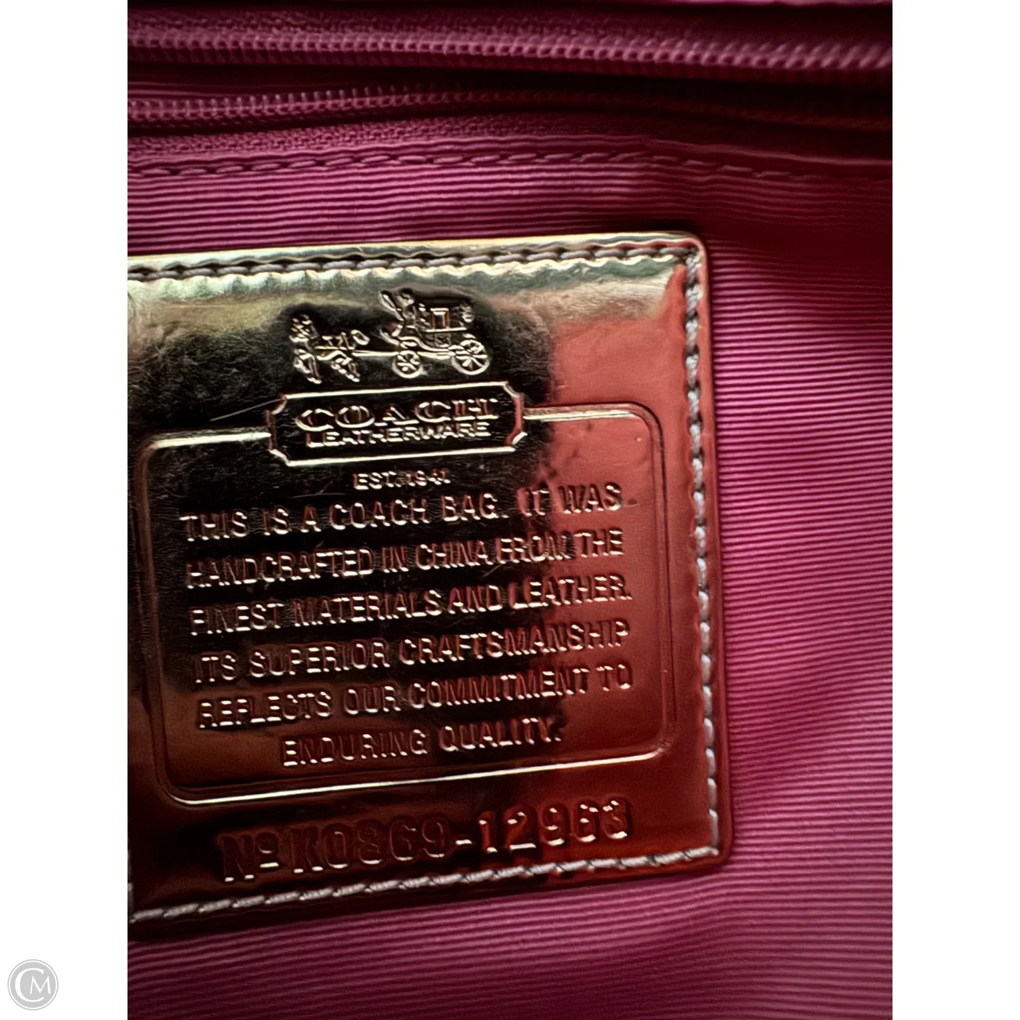 Handbag Designer By Coach, Size: Large