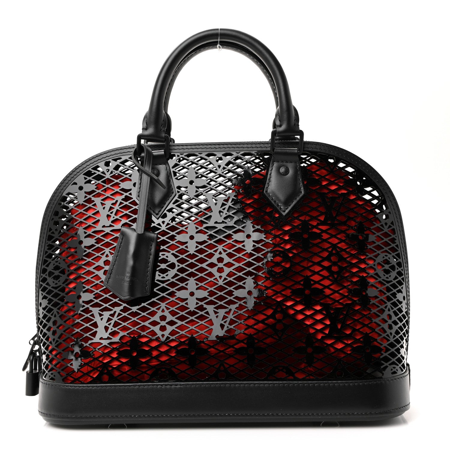 Patent Calfskin Laced Monogram Alma PM Black