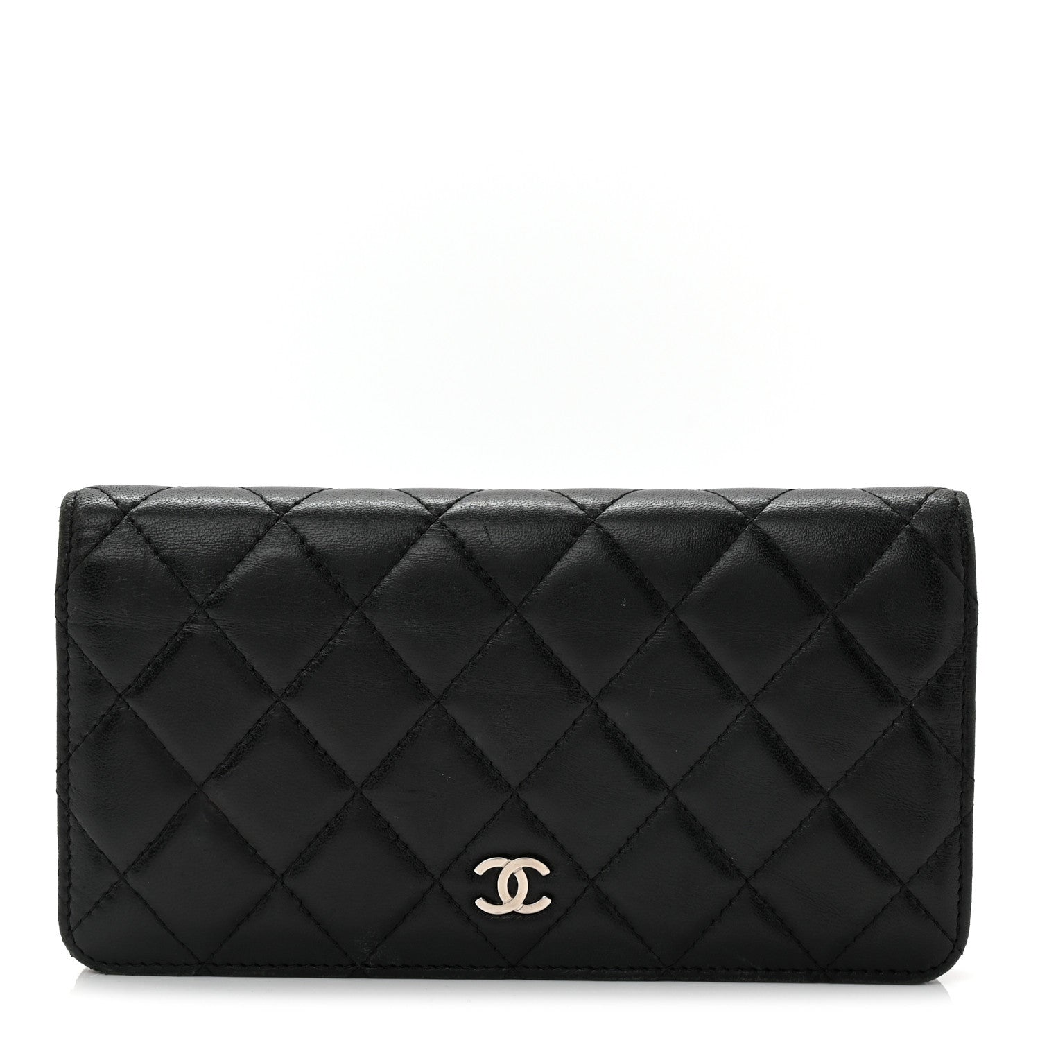 Lambskin Quilted Yen Wallet Black
