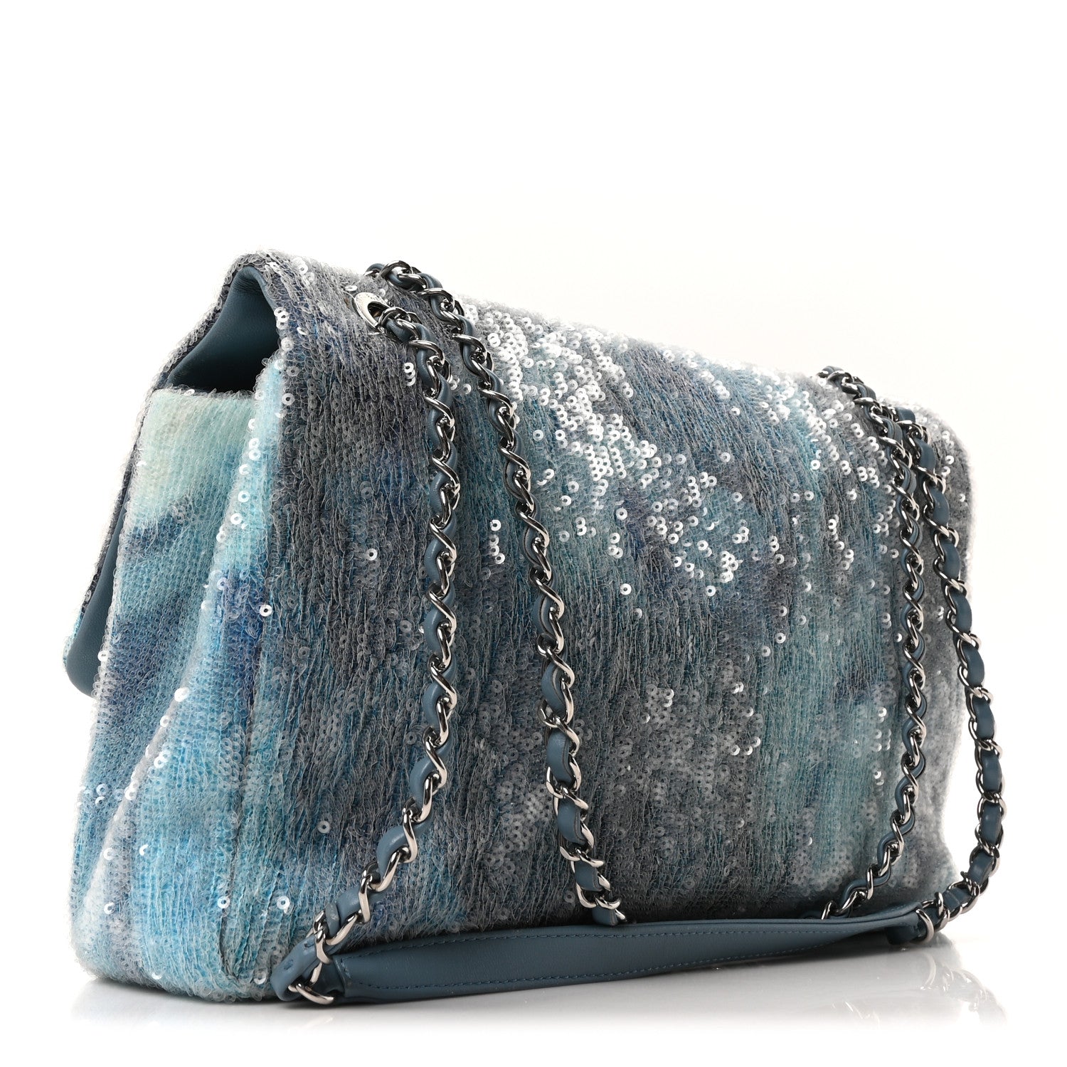 Sequin Large Waterfall Flap Light Blue