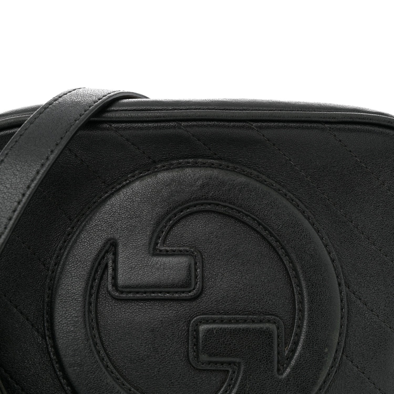Sakai Be Green Calfskin Diagonal Stitched Small Blondie Shoulder Bag Black