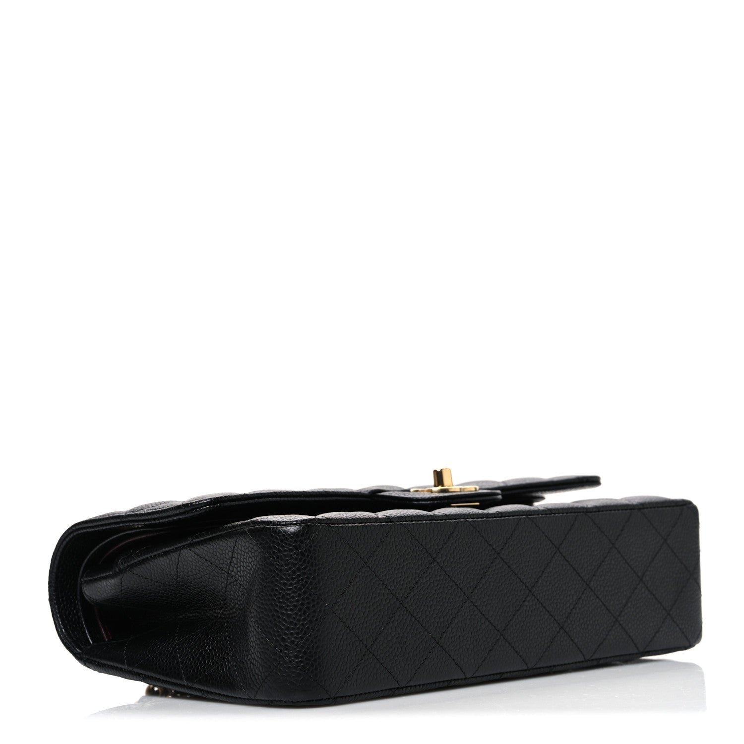 Caviar Quilted Medium Double Flap Black